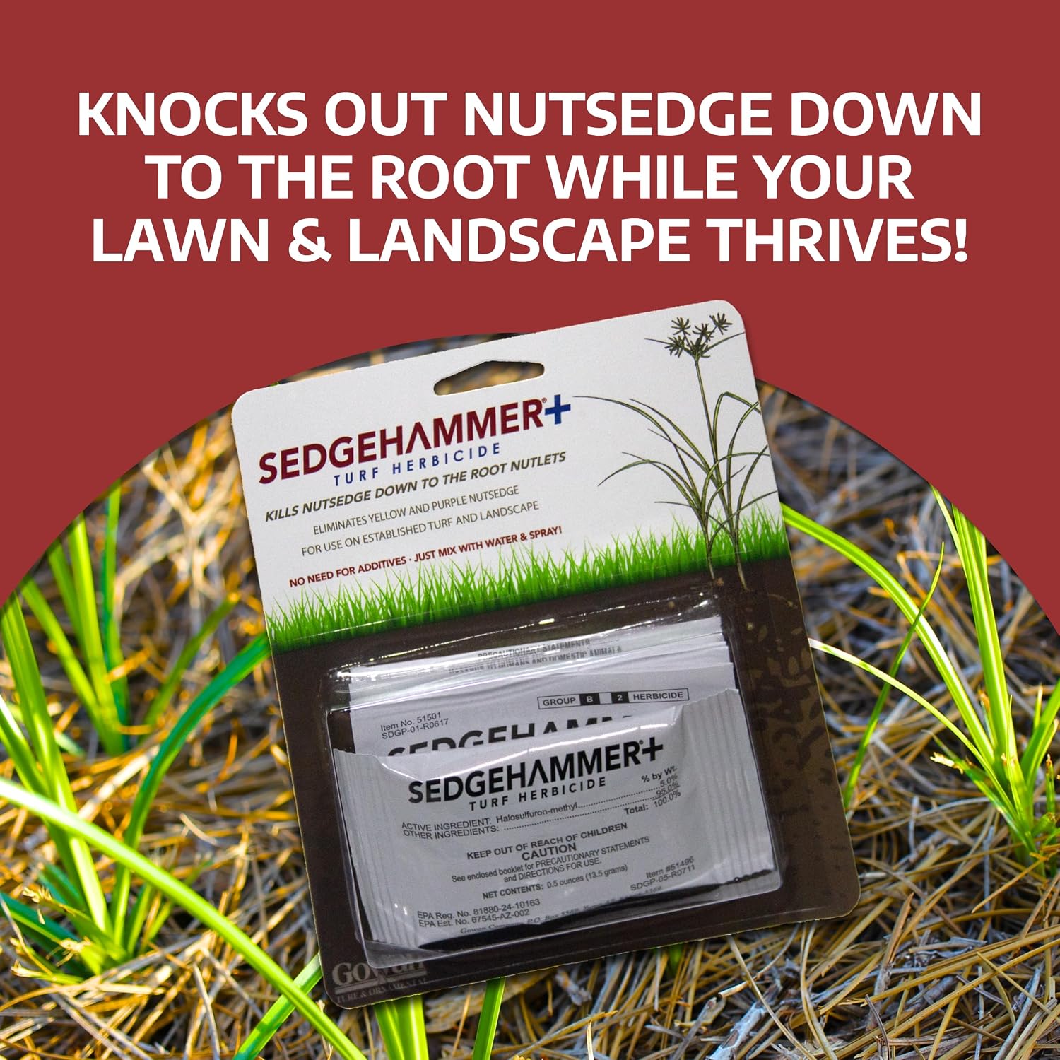 Sedgehammer Plus Turf Solution, 13.5 Grams, Nutsedge Control | Lawns, Golf Courses, Sports Fields, Vegetation Management