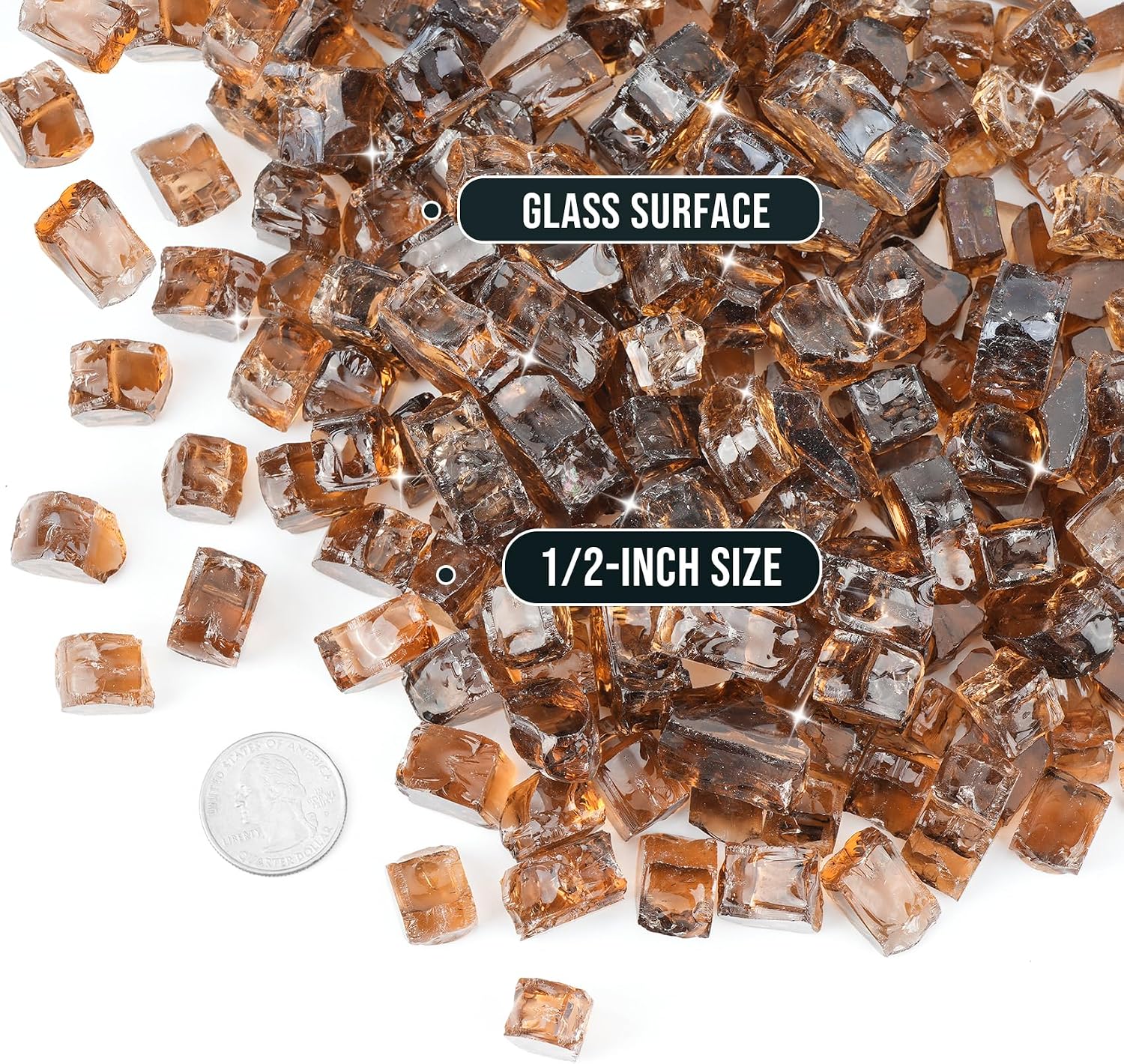 Skyflame 1/4" Pacific Blue Regular Fire Glass for Fire Pit Fireplace