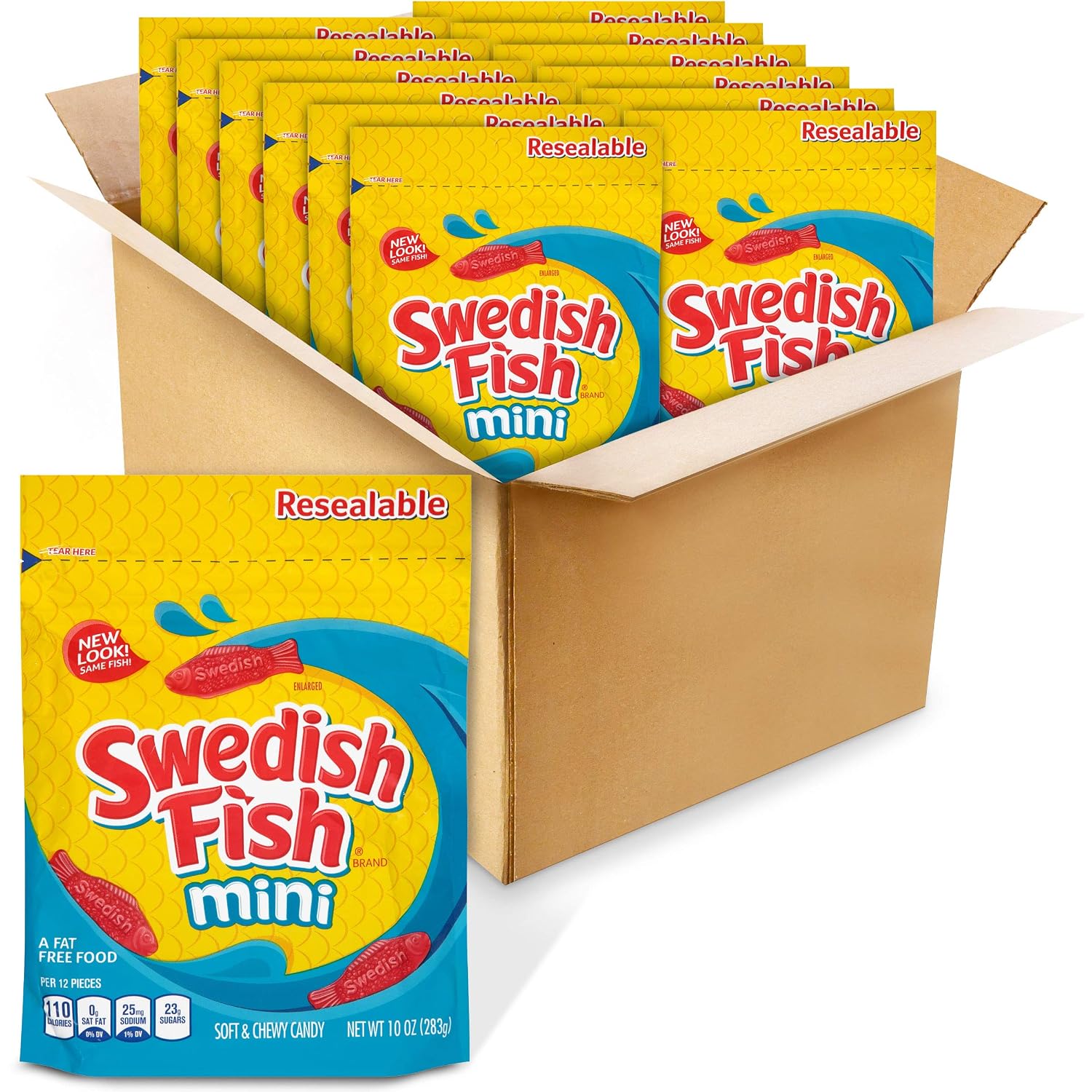 SWEDISH FISH Soft & Chewy Gummy Candy, Bulk Candy, 12-3.1 oz Boxes