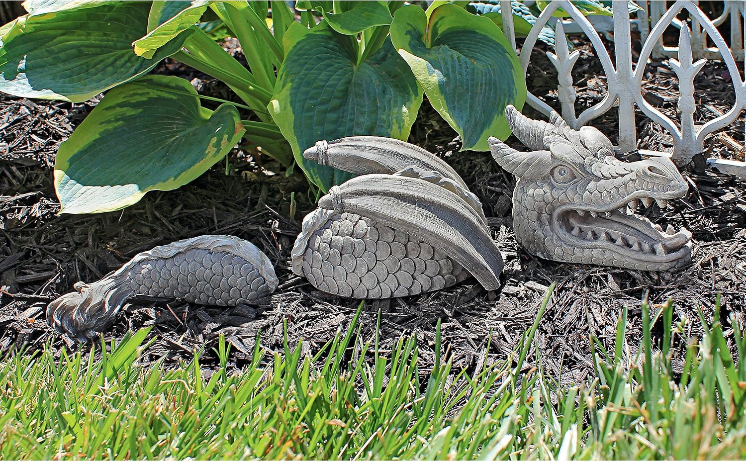 Design Toscano The Dragon of Falkenberg Castle Moat Lawn Garden Statue, 28 Inch Long, 14 Inch Tall, Cast Stone Resin, Gray Stone Finish
