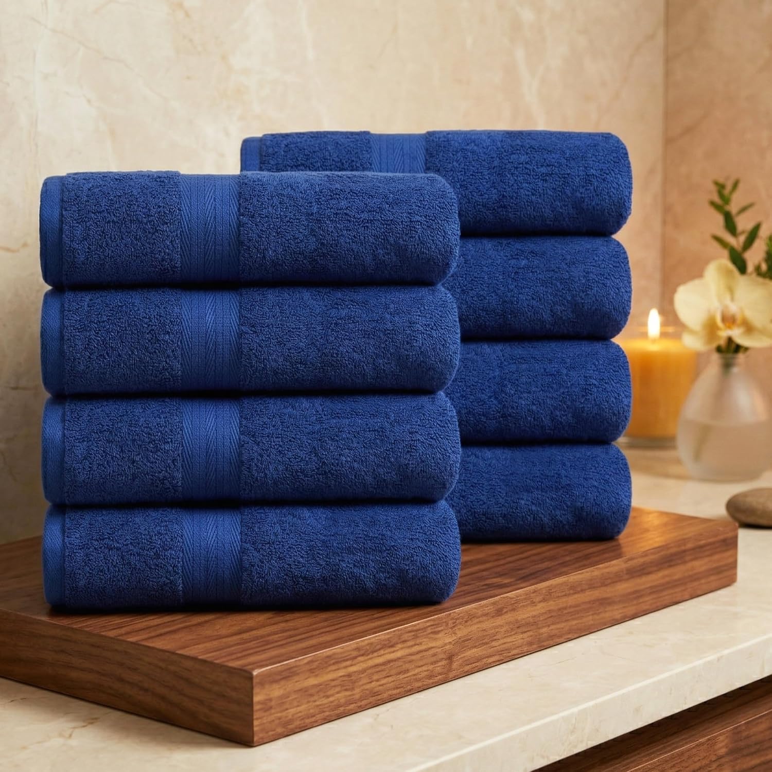 Ample Decor 100% Cotton Hand Towels 18x28 Inches, 600 GSM, Soft & Absorbent, Set of 12, Purple