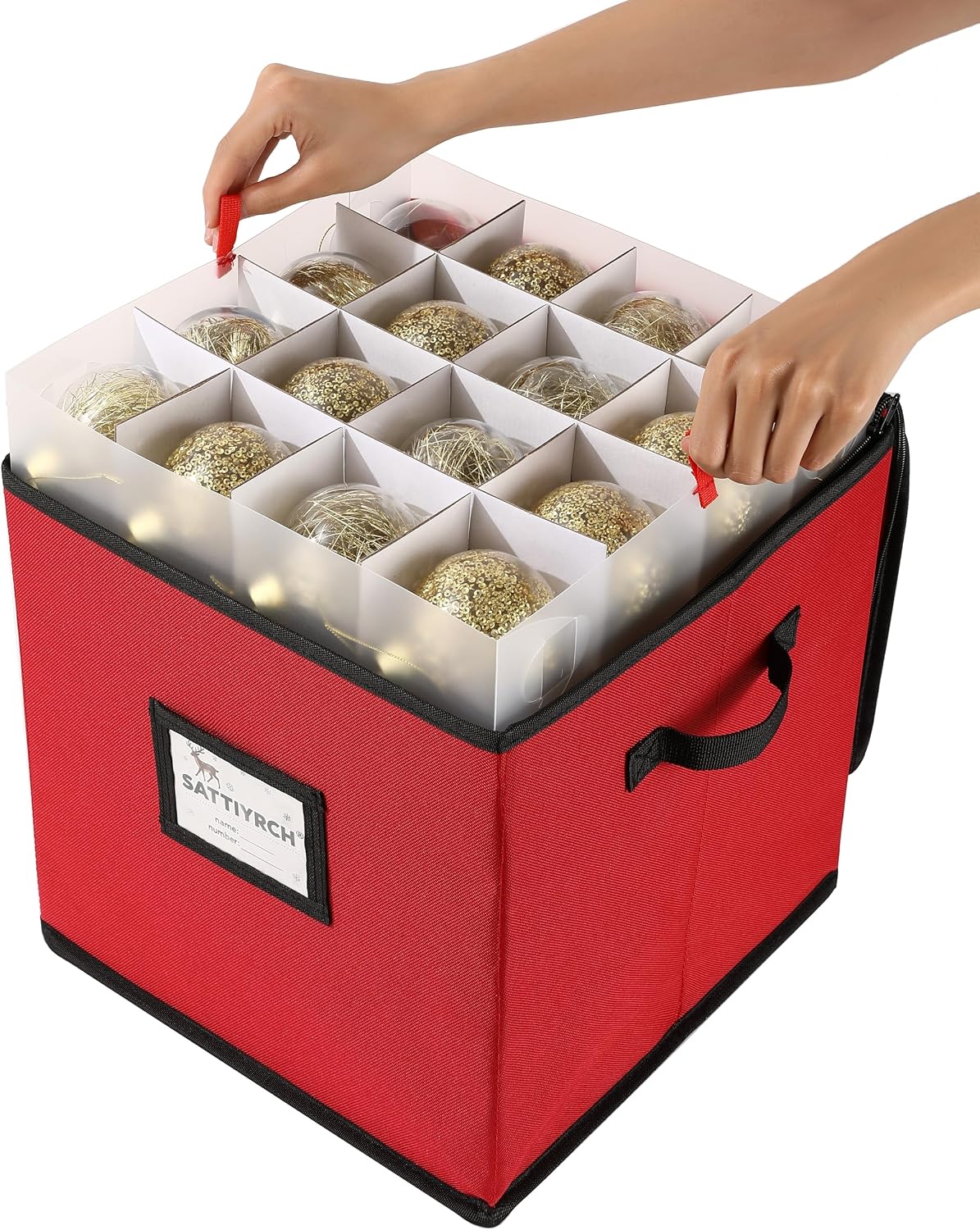Sattiyrch Christmas Ornament Storage Box,Box Contributes Slots for 128 Holiday Ornaments 3-Inch