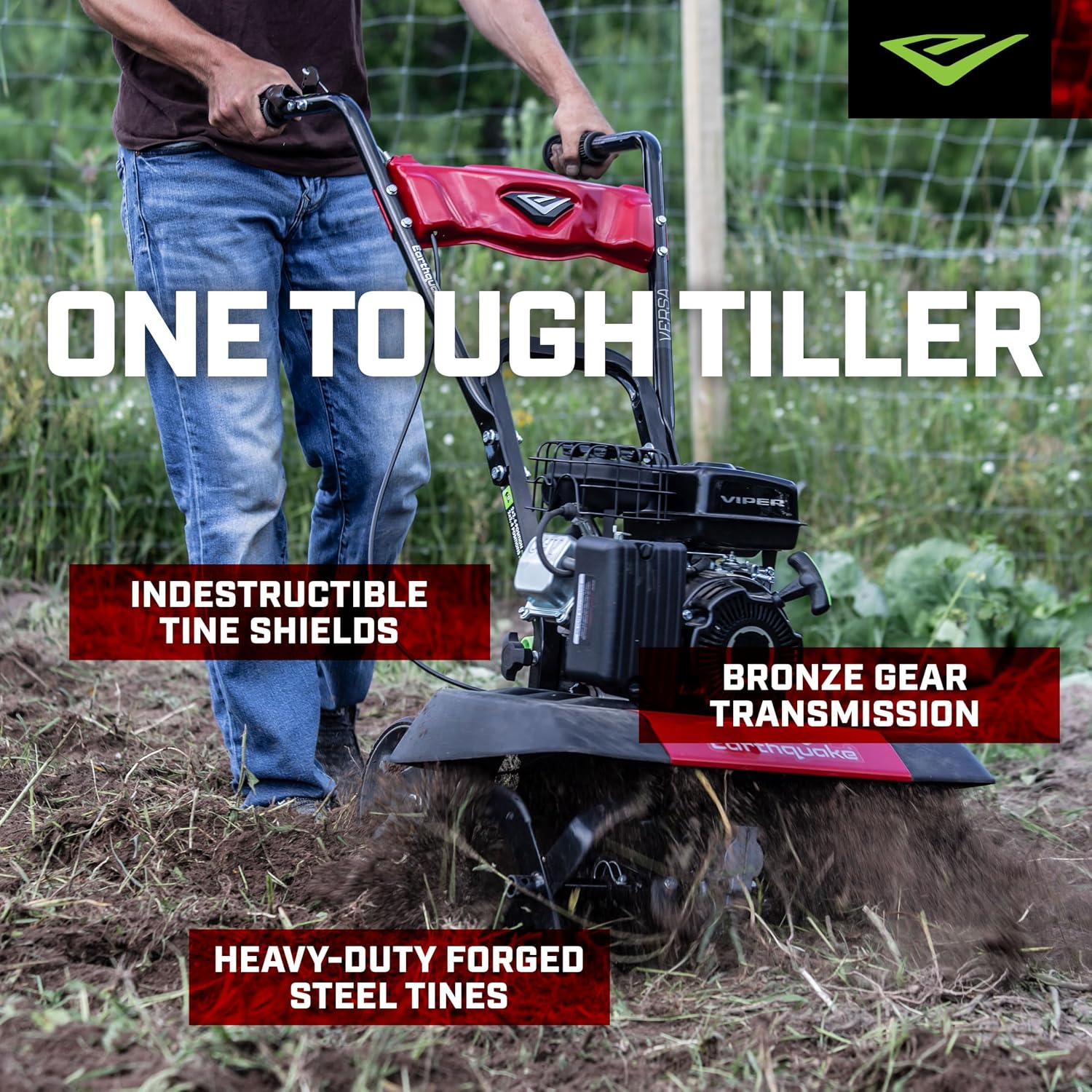 Earthquake 20015 Versa 2-in-1 Tiller Cultivator with a 99cc 4-Cycle Viper Engine, 2-in-1 Front Tine Tiller and Cultivator