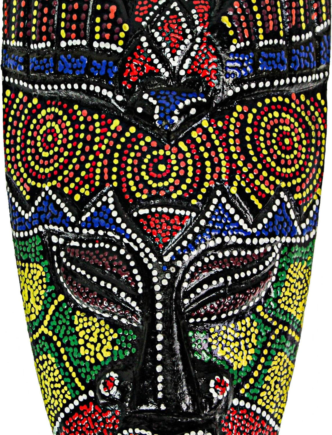 Set of 10 Colorful Hand Carved Tropical Island Dot Painted Tribal Masks 6 1/2 Inches High Wall Hangings | Dot-Painted Indonesian Designs