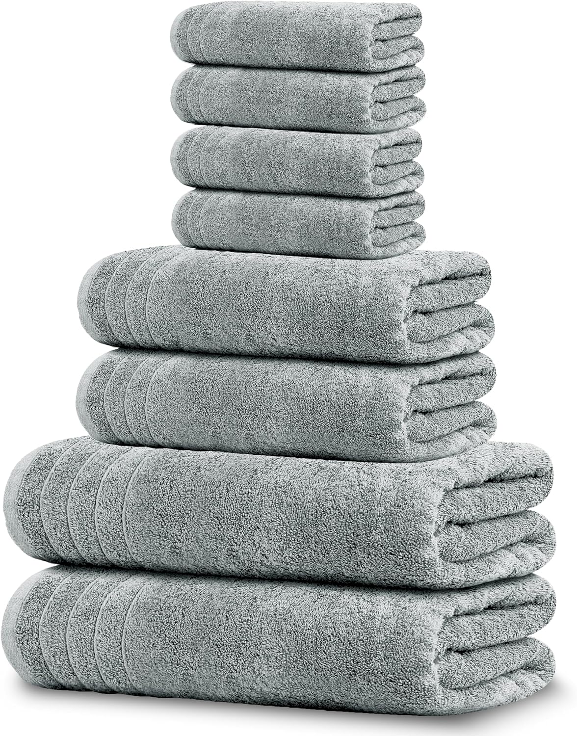Tens Towels 8 Piece Towel Set, 2 XL Bath, 2 Hand, 4 Washcloth, Dark Grey