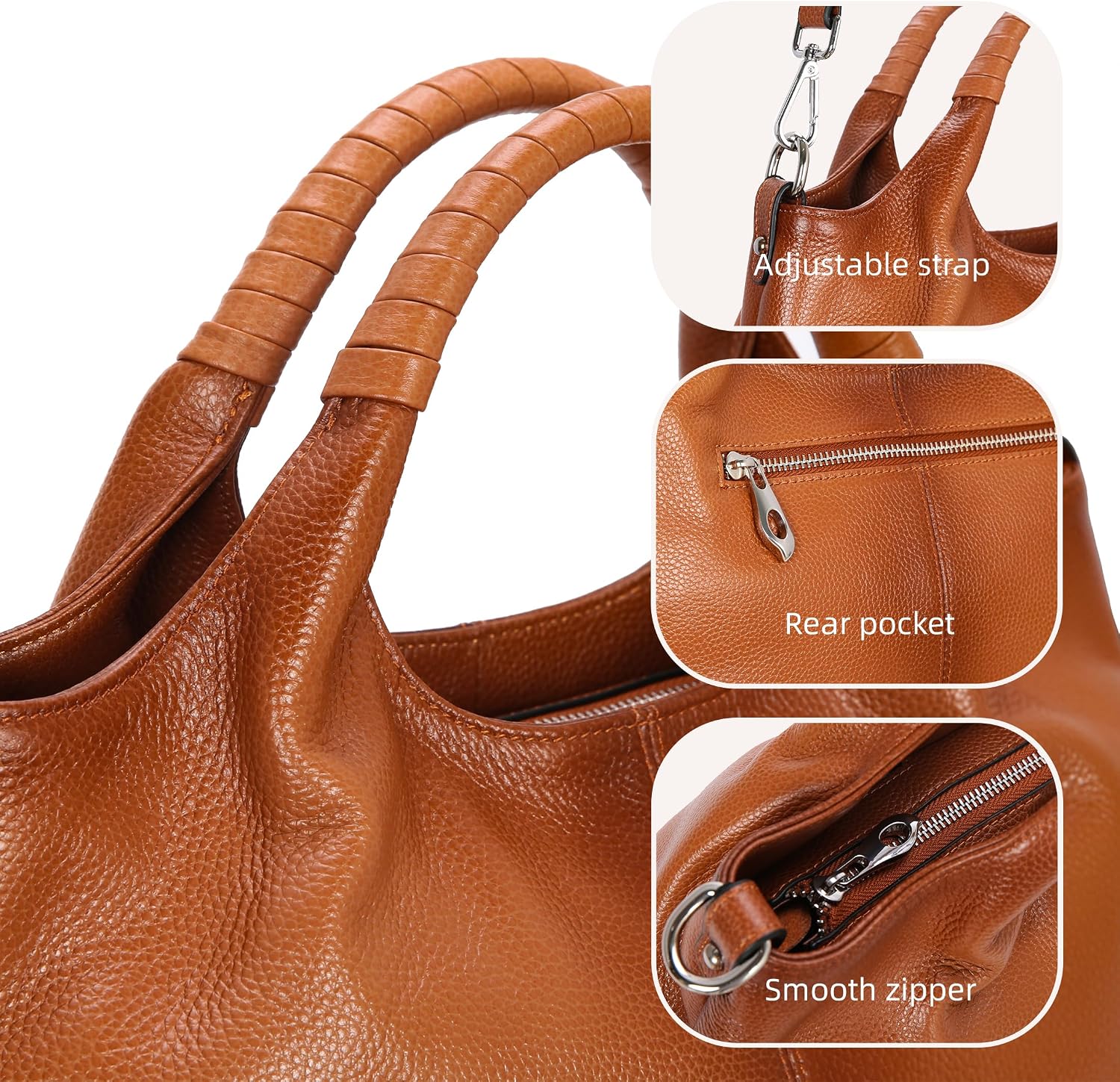 Iswee Leather Satchel Women Purse and Handbag Crossbody Shoulder Bag Hobo | Genuine Cowhide Leather Tote Top Handle Bag Soft & Durable Medium Size Bags with Detachable Multiple Pocketbooks Trendy