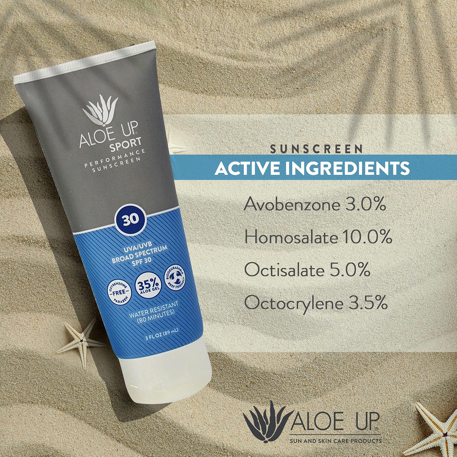Aloe Up Sport Sunscreen Spray SPF 15, Water Resistant, Non-greasy, 6 oz | Broad-spectrum SPF 15; Water resistant up to 80 min; Non-greasy, With aloe vera gel, fragrance-free