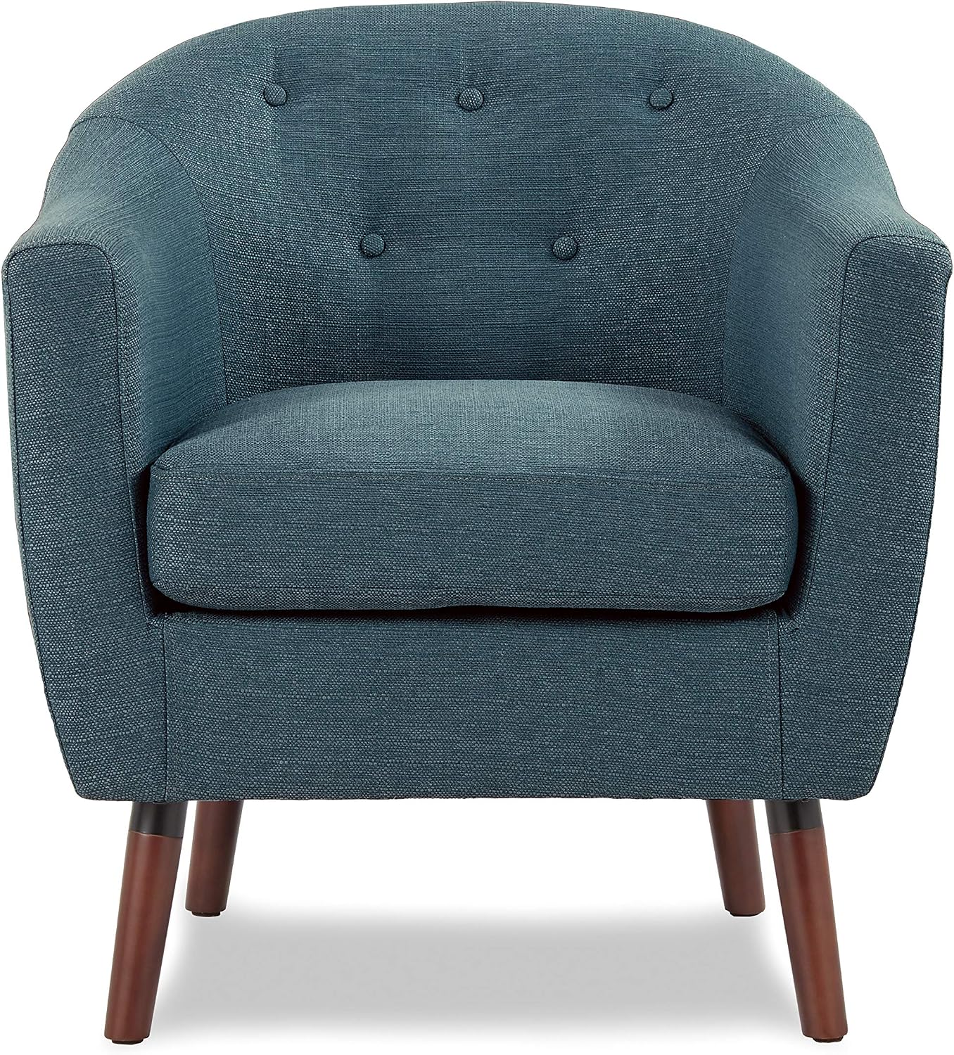 Homelegance Lucille Modern Accent Chair, Upholstered Reading Chair with Button-Tufted Back, Sloped Arms, Removable Seat Cushion Cover and Espresso Wood Legs, for Living Room, Bedroom or Office, Blue