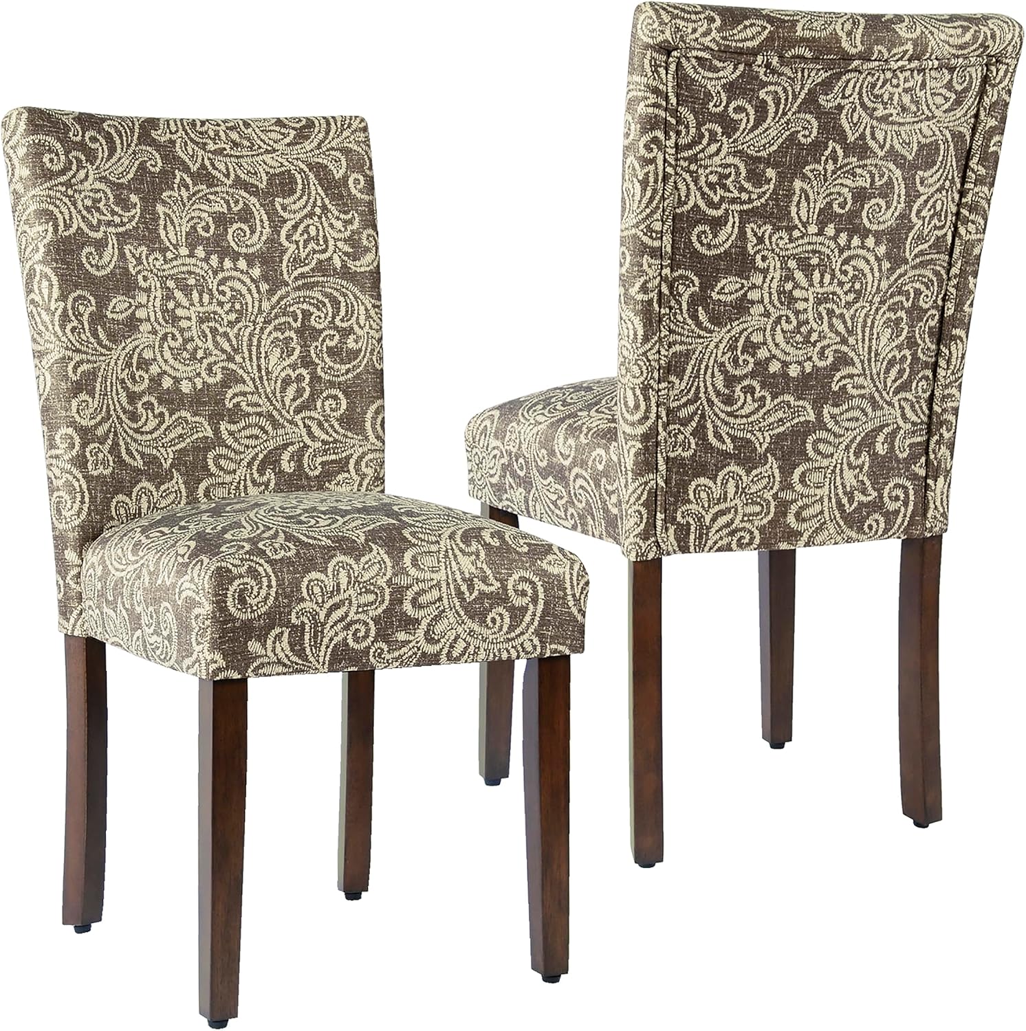 Homepop Home Decor | Classic Upholstered Parsons Dining Chairs | Set of 2 Accent Dining Chairs with Nailhead Trim, Natural Linen