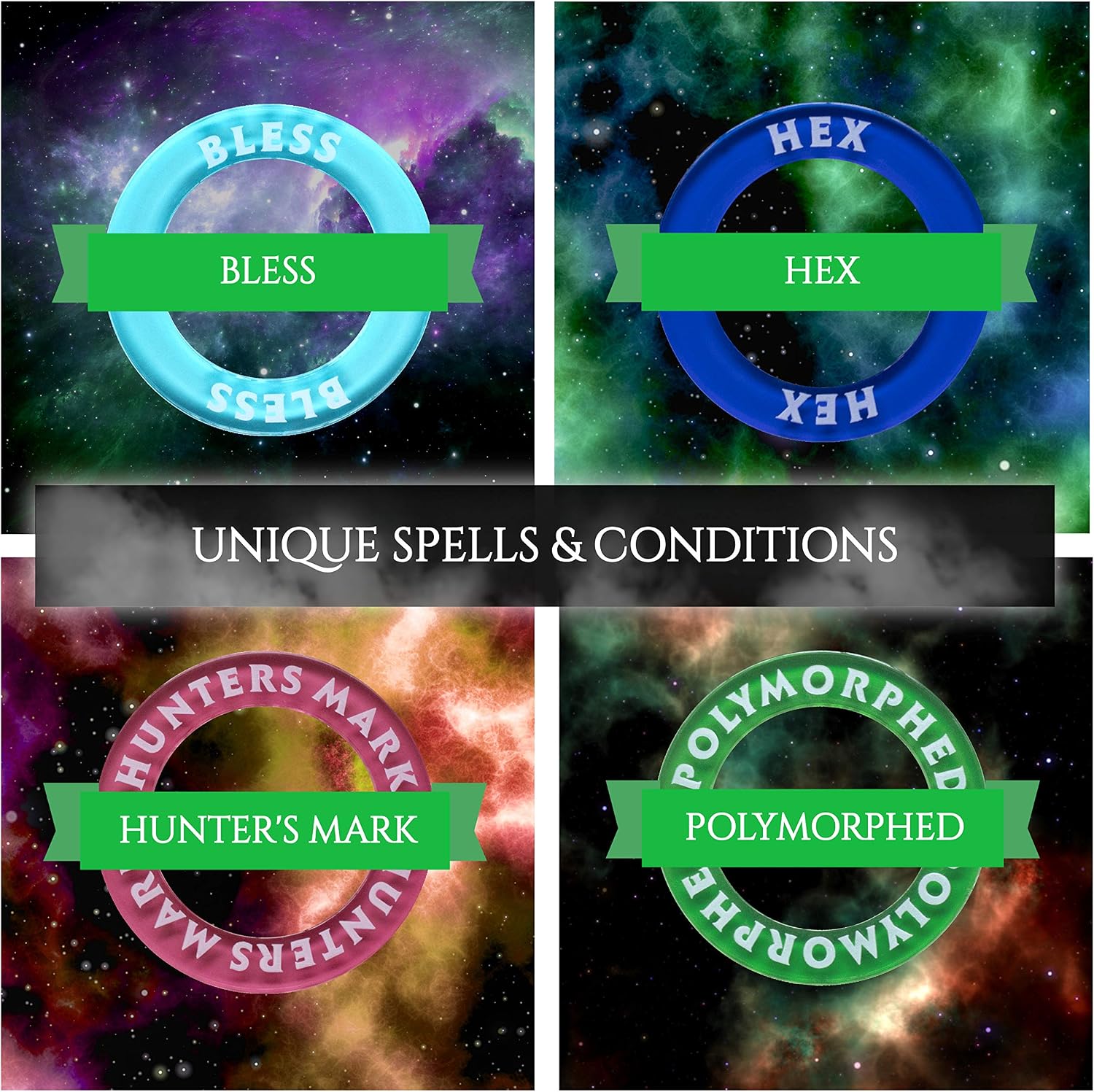 Kraftex DND Condition Rings [96pcs]: Accessories for Dungeon Masters to Track Spell Effects. Condition Markers D&D Accessories use as DND Tokens