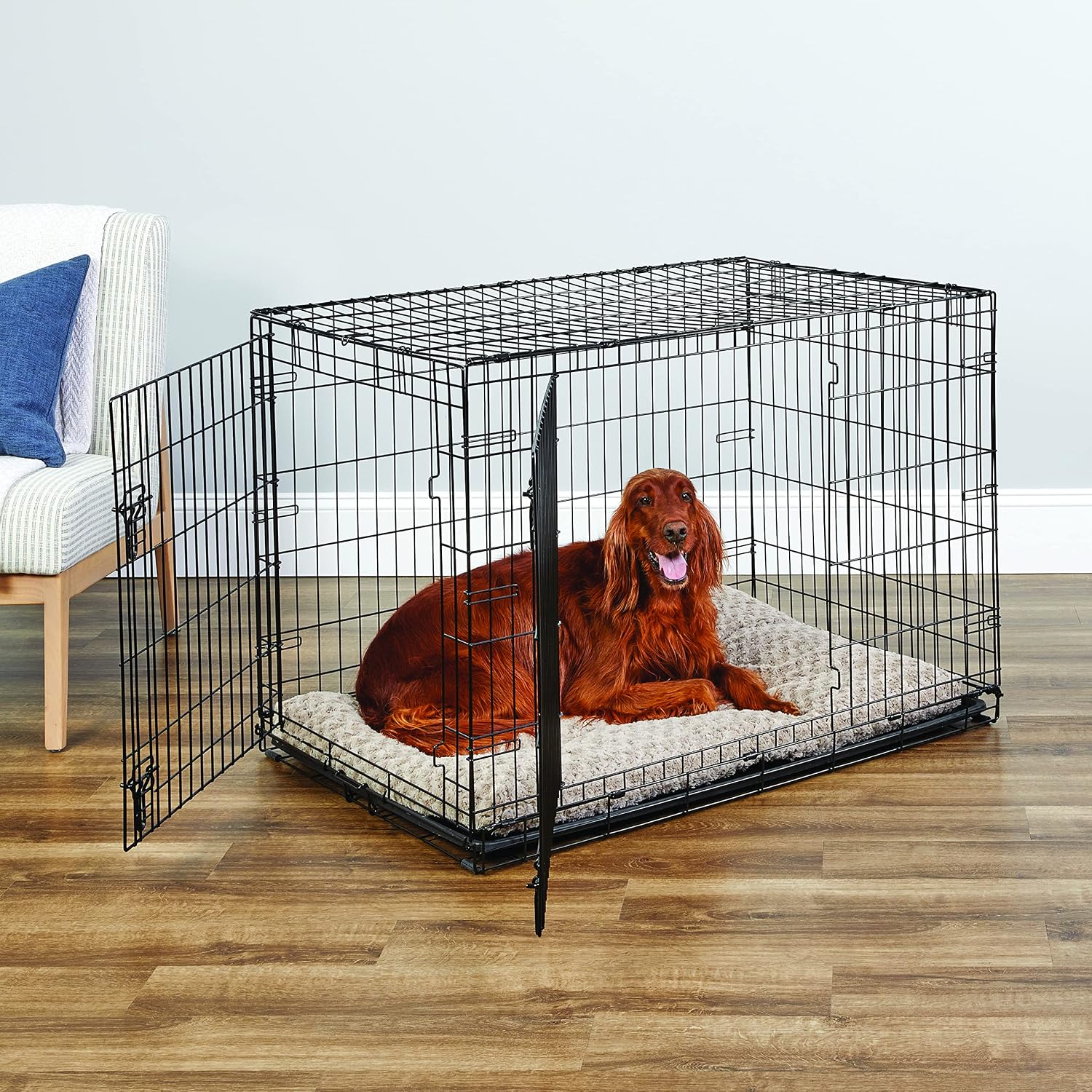 Midwest Homes for Pets 24-Inch New World Crate for Small Breeds, 12-20 lbs, Double Door Folding Dog Crate, Leak-Proof Tray & Secure Latches, Portable, Durable & Easy to Assemble