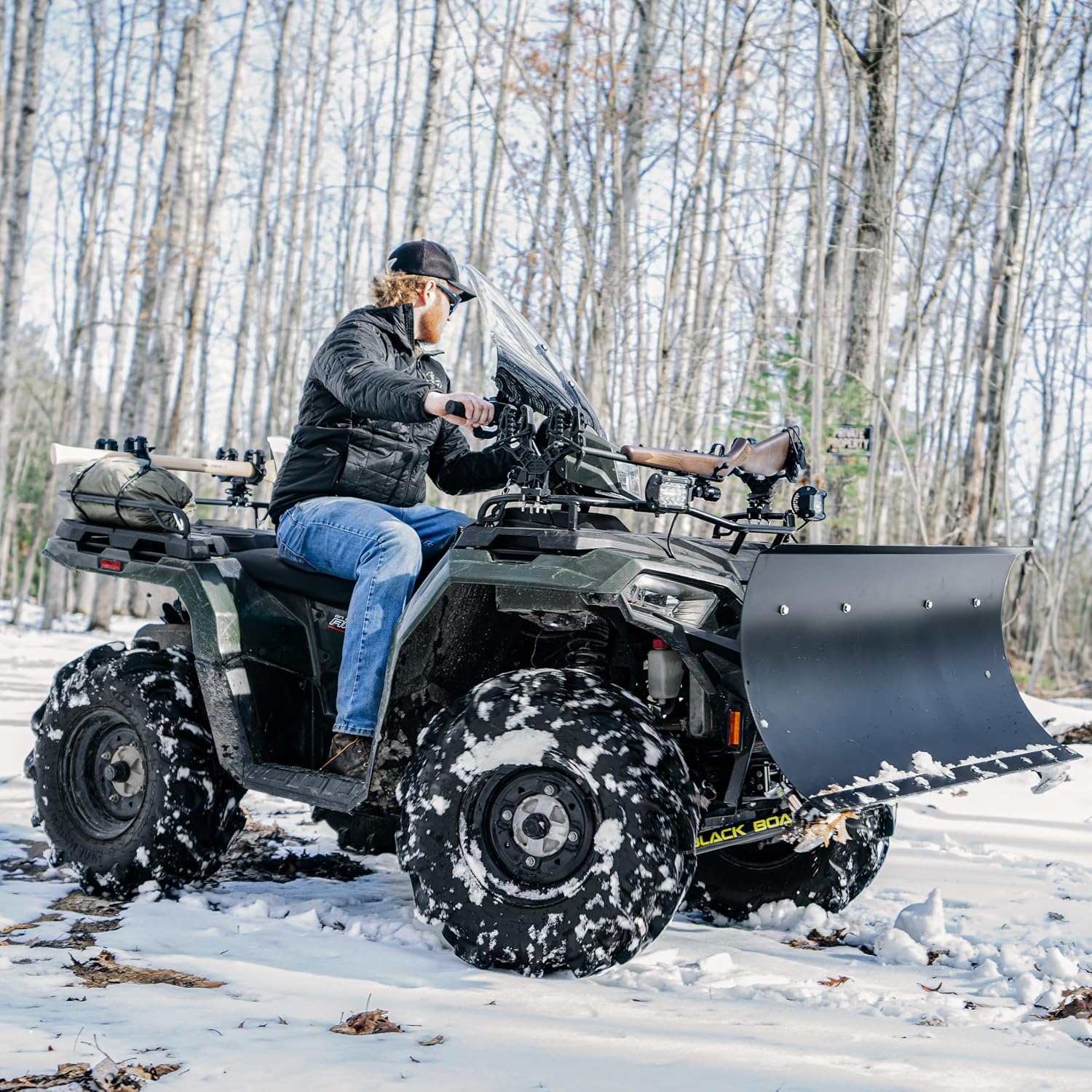 Black Boar ATV Windshield w/Hardware - Features Wrap-Around Design that Shields Hands - Crafted of Heavy Duty Clear Acrylic - Easily Mounts onto