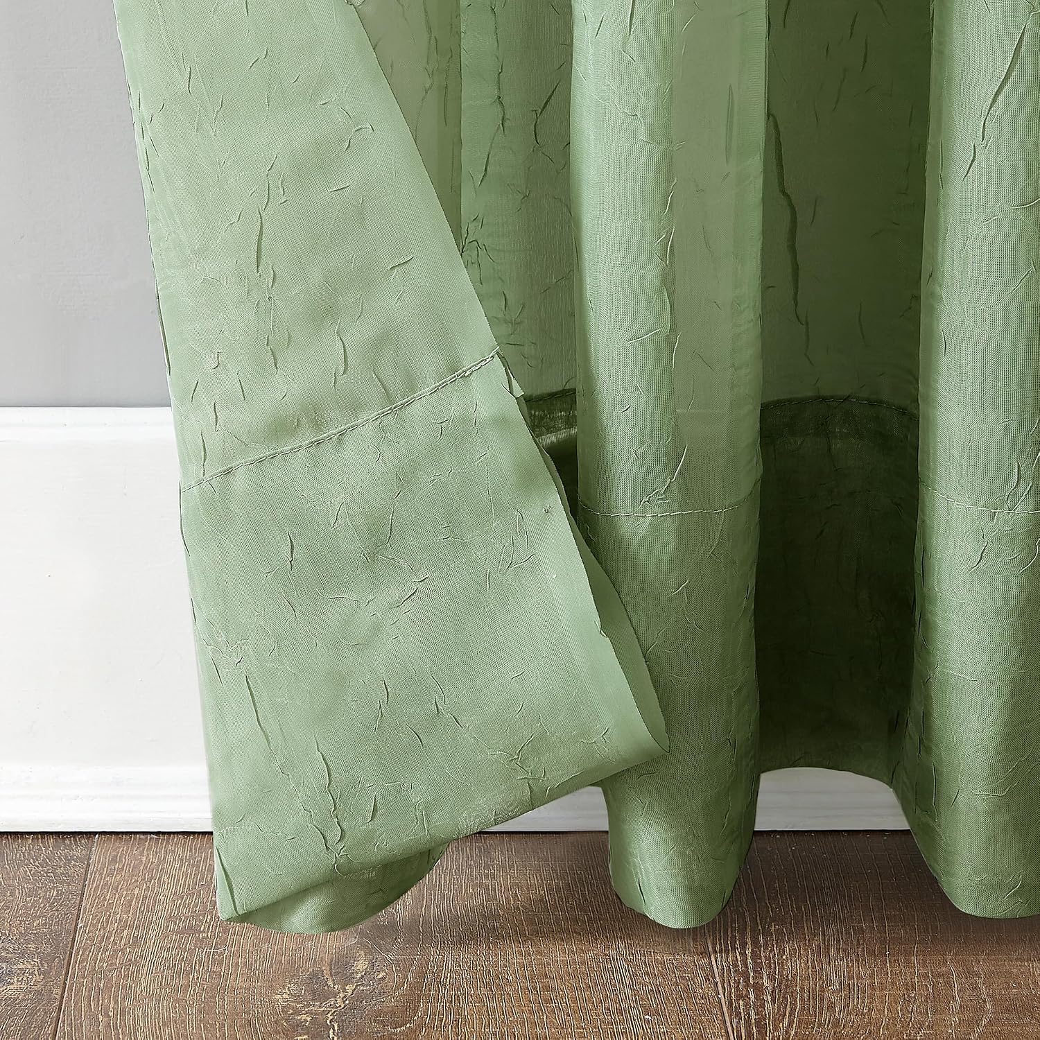 No. 918 Erica Crushed Sheer Voile Rod Pocket Curtain Panel, 51" x 108", Eggshell Off-White