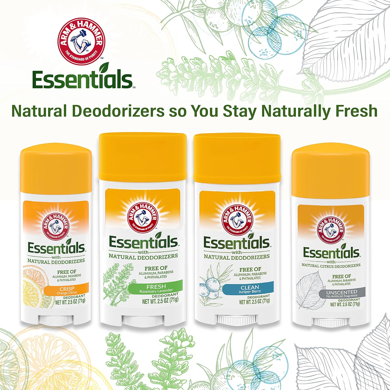 Arm & Hammer Essentials? Deodorant Unscented - 2.5 oz - 2pc