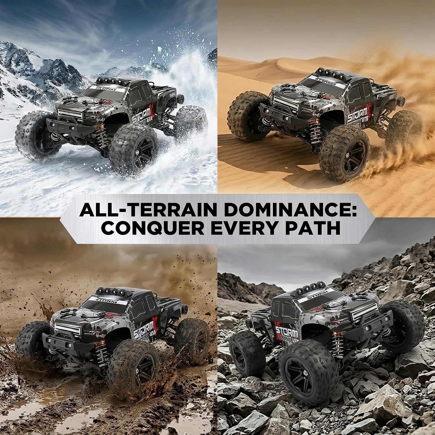 V3 1/14 Fast RC Cars for Adults, 4x4 Offroad Waterproof Monster Truck | 40+ mph High Speed Remote Control Drift Buggy Car , Electric Powered All Terrain Truggy with 2S Battery for Snow Sand