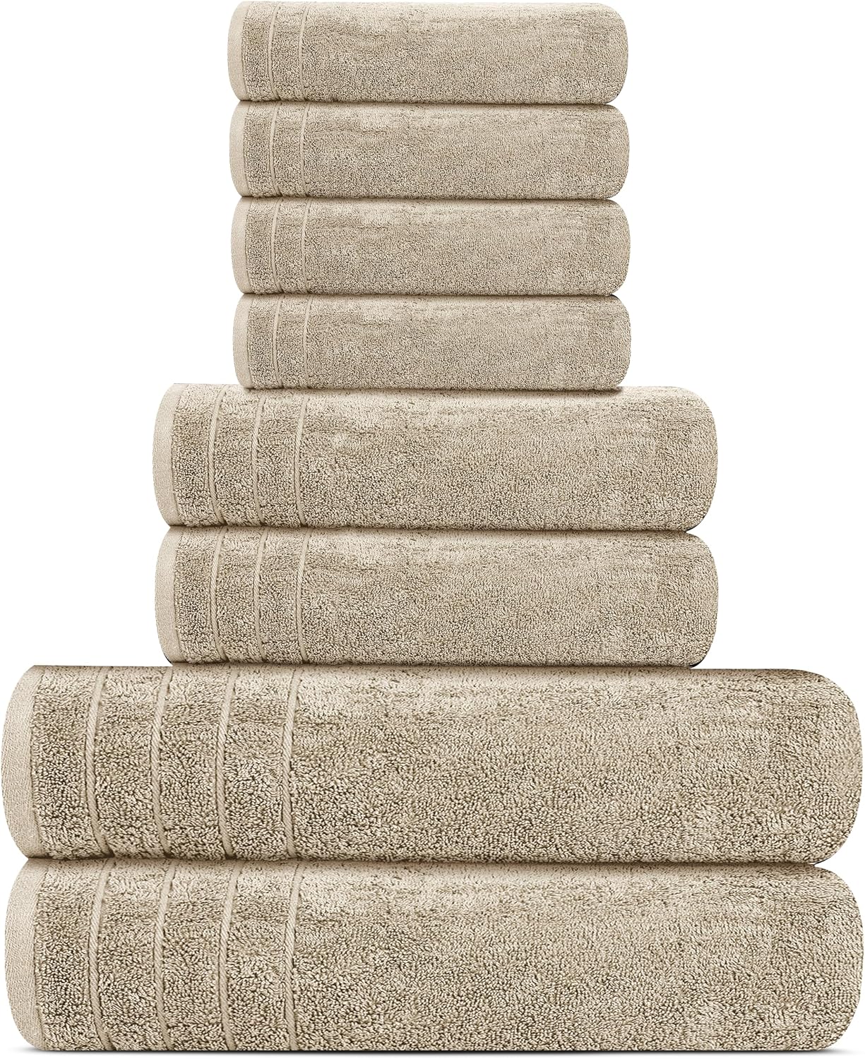 Tens Towels 8 Piece Towel Set, 2 XL Bath, 2 Hand, 4 Washcloth, Dark Grey