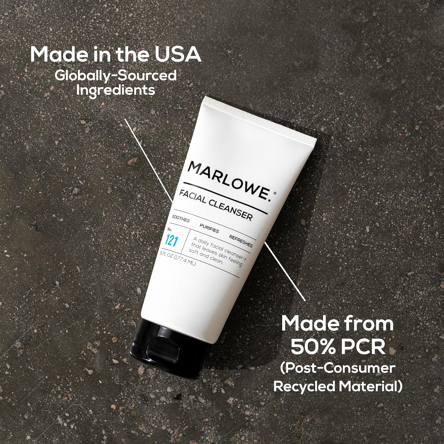 MARLOWE. Facial Cleanser, Daily Face Wash, Removes Dirt + Oil, 6 oz | Daily Face Wash that removes dirt, oil, and impurities for refreshed skin. Clean vegan formula with Original Sage + Fir scent