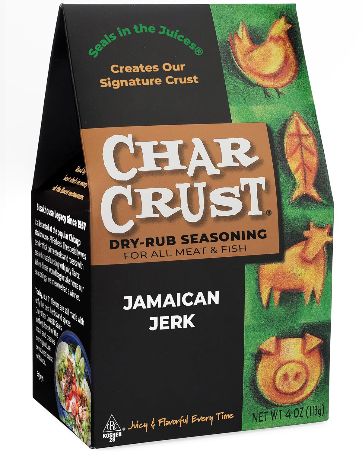 Char Crust Dry-Rub Seasonings Original Hickory Grilled | All-in-one seasonings | Perfect for Steaks, Burgers, Ribs, Tuna | Signature Crust that Seals in the Juices, 4 Ounce (Pack of 6)