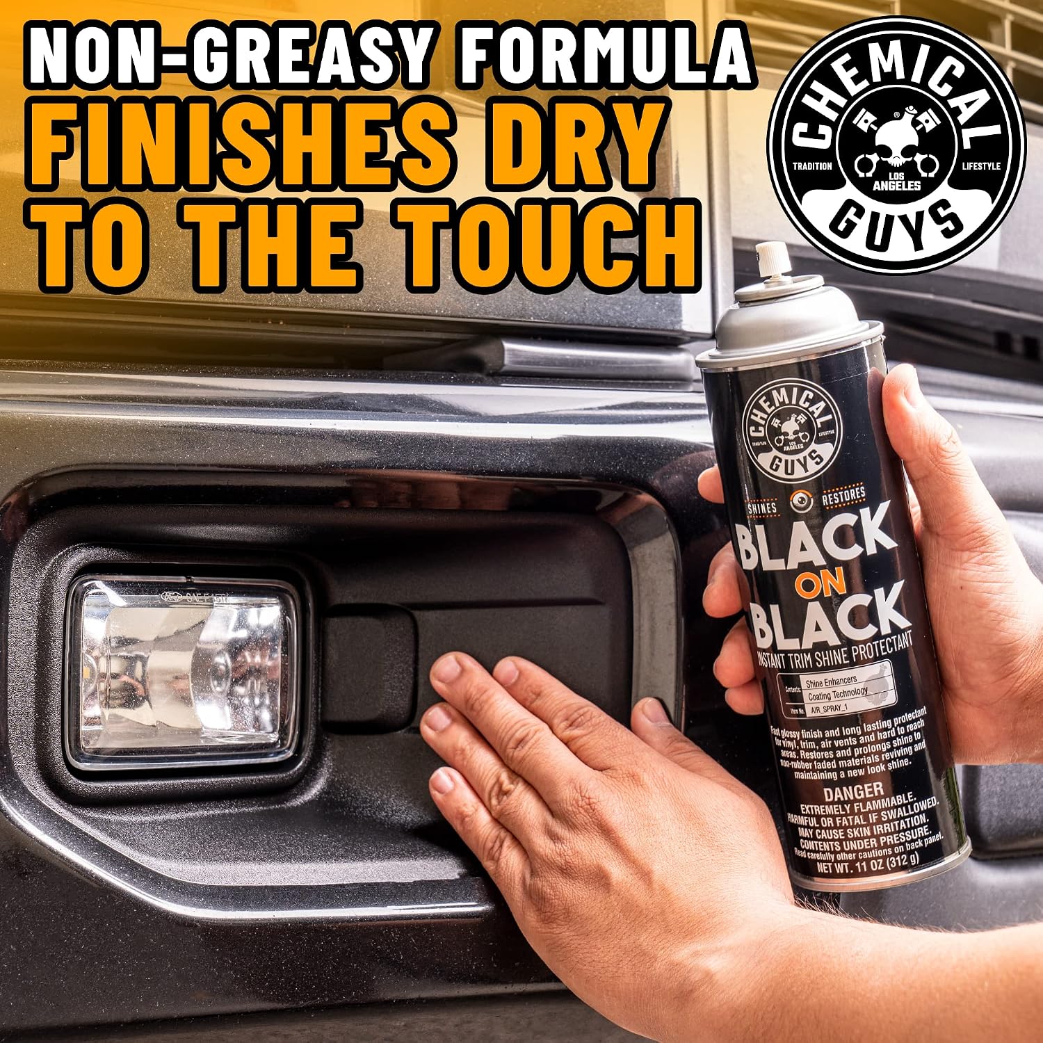 Chemical Guys, Black on Black Instant Exterior Trim Shine Dressing, 11 oz | For cars, trucks, and SUVs, sprayable quick dressing