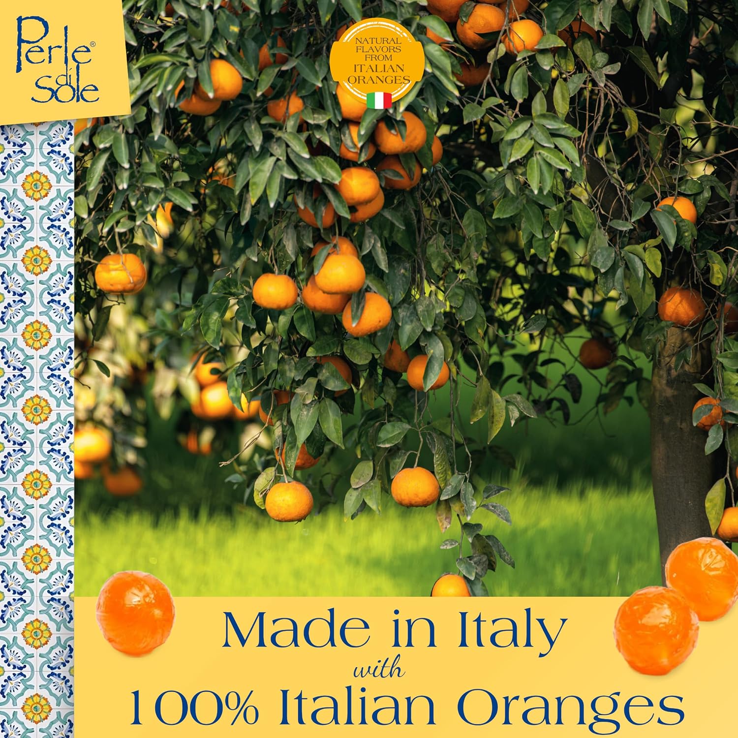 Perle di Sole Italian Lemon Drops Hard Candy Individually Wrapped (7.05 oz) Made with Essential Oils of Amalfi Coast P.G.I. Lemon - Italian Imported Gifts From Italy