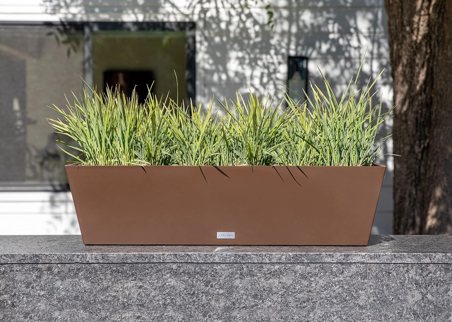 Veradek Pure Series Window Box Planter - Tapered Outdoor Planter | Made From Durable Plastic With Pre-Drilled Drainage Holes. Modern Patio/Tabletop Décor for Plants and Flowers