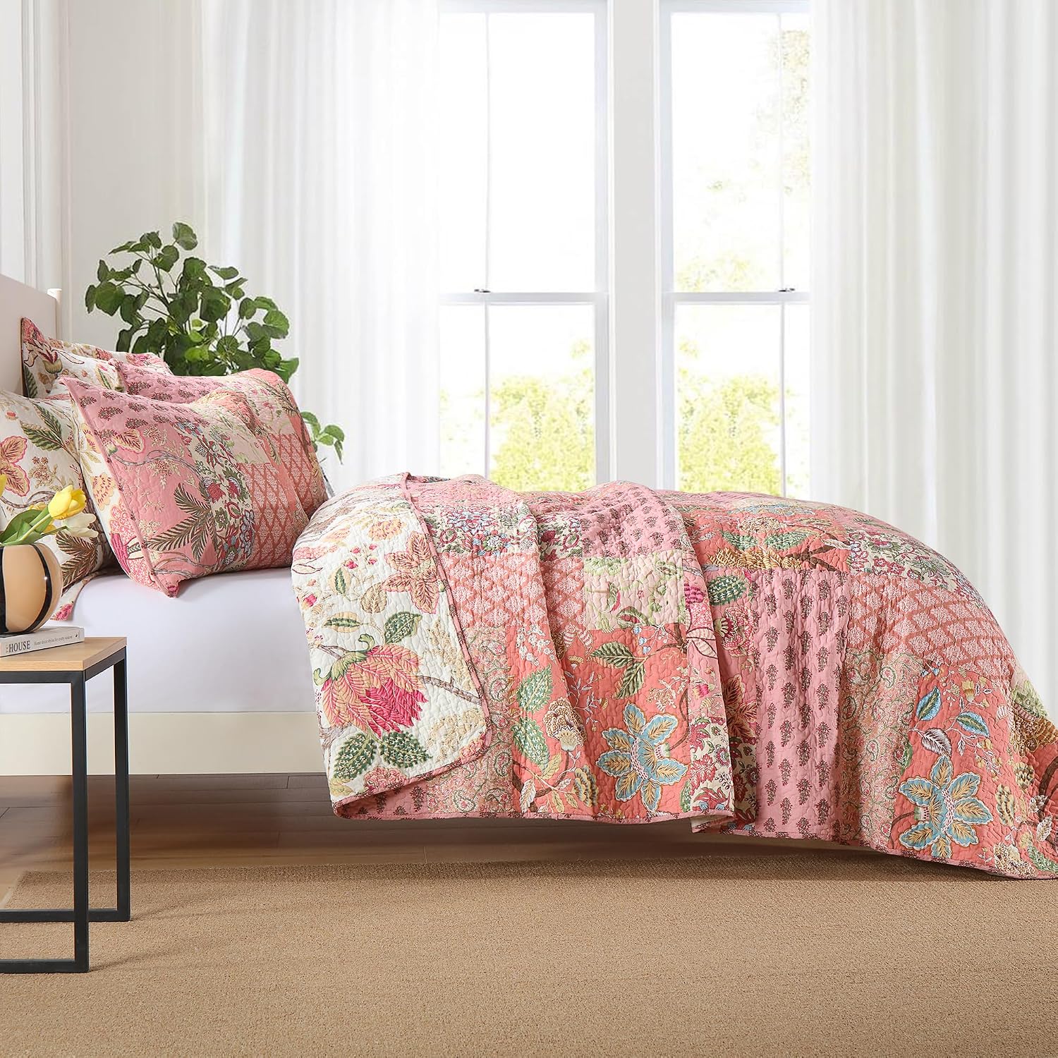 Striped Classical Cotton 3-Piece Patchwork Bedspread Quilt Sets, King Size