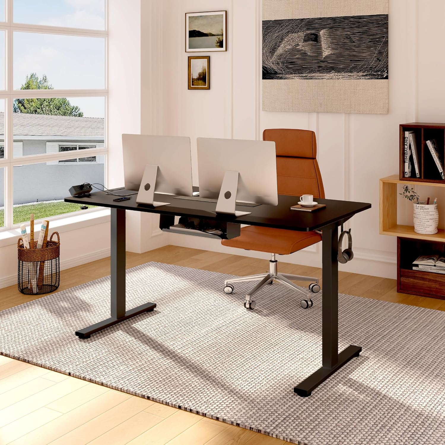 FLEXISPOT EN2 48"x24" Standing Desk with Power Strip Bundle, Black