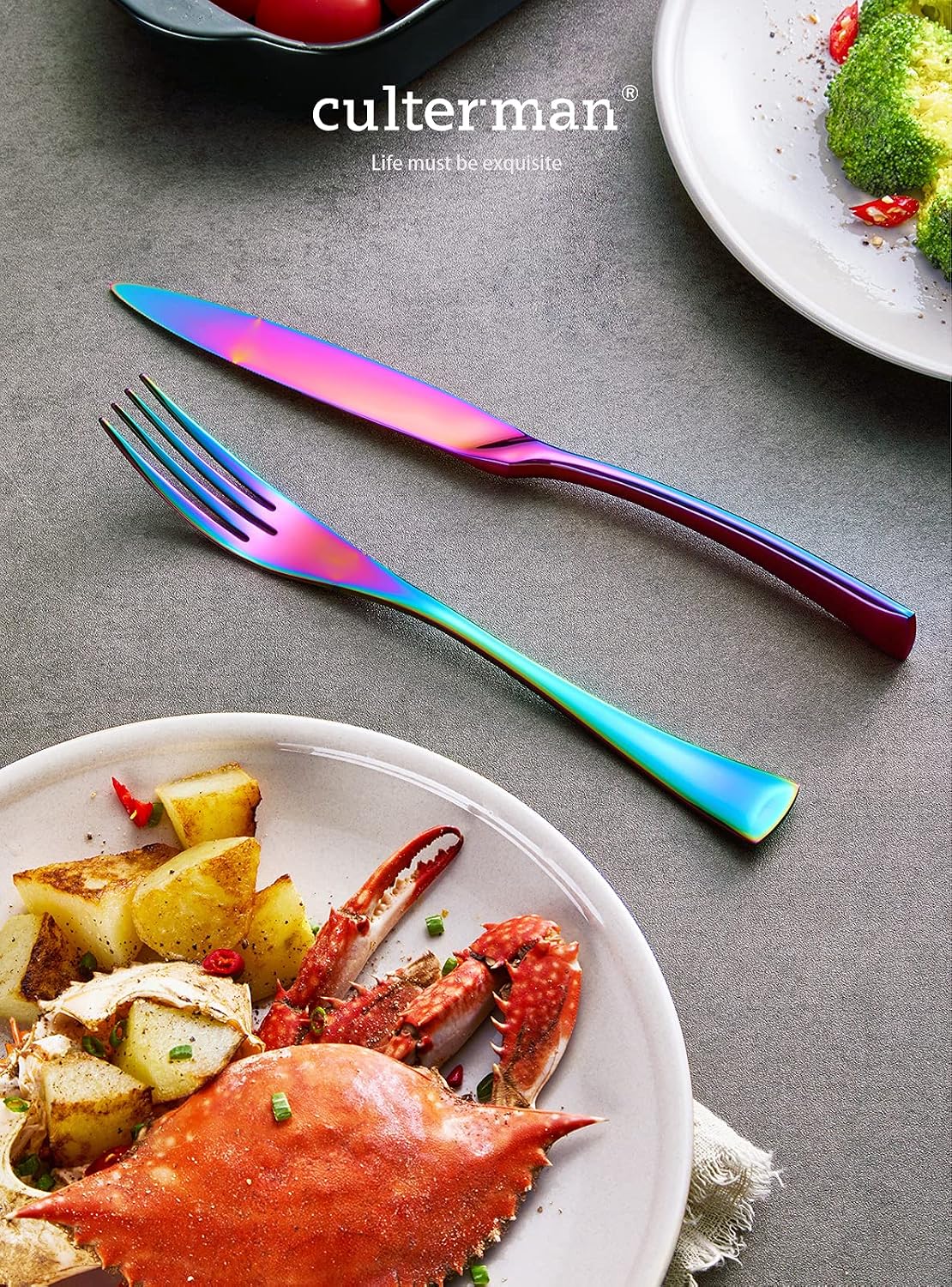 Rainbow Silverware Flatware Cutlery Set,Include Knife Fork Spoon, Dishwasher Safe (color 20 Pieces Flatware Sets)