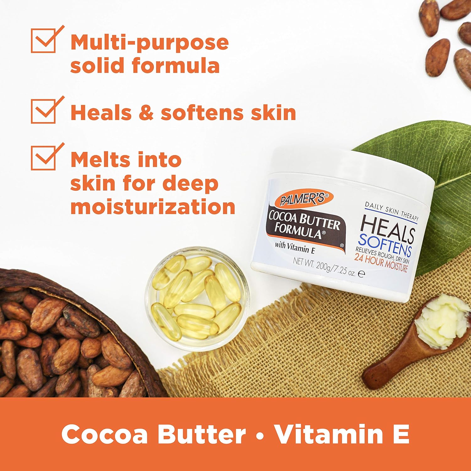 Palmer's Solid Body Lotion, Cocoa Butter Formula with Vitamin E (7.25 Oz) | Body Moisturizer with Vitamin E for Extremely Dry Skin, Softens and Soothes, Helps Smooth Marks, Tone Skin, 48 Hour Moisture