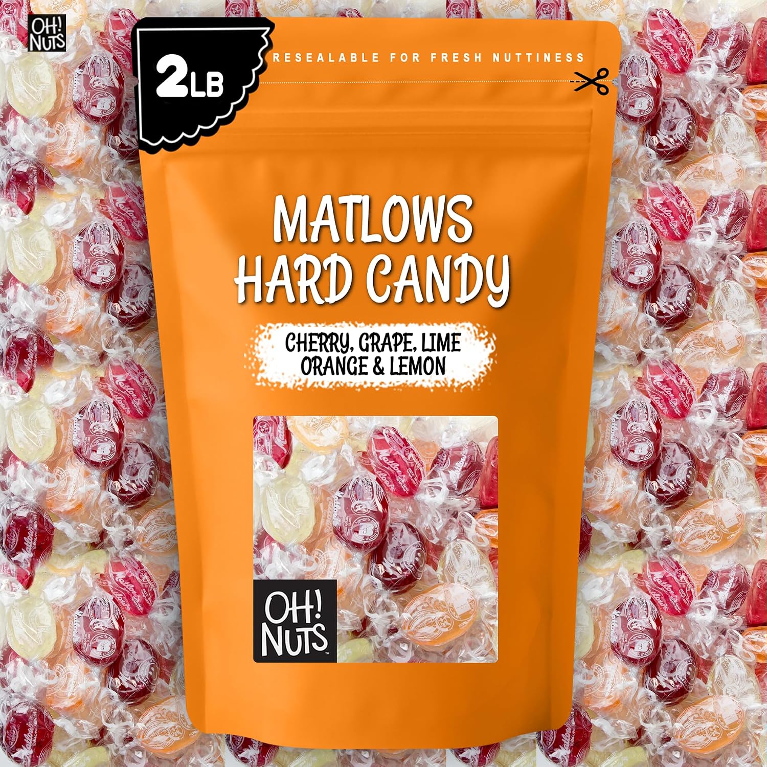 Oh! Nuts Hard Candy Mints Bulk, Individually Wrapped Mint Candy 2 LB | Hard Candy Individually Wrapped - Bulk Candy Individually Wrapped, Crystal Candy Mints, Kosher Certified, 2 LB Bag