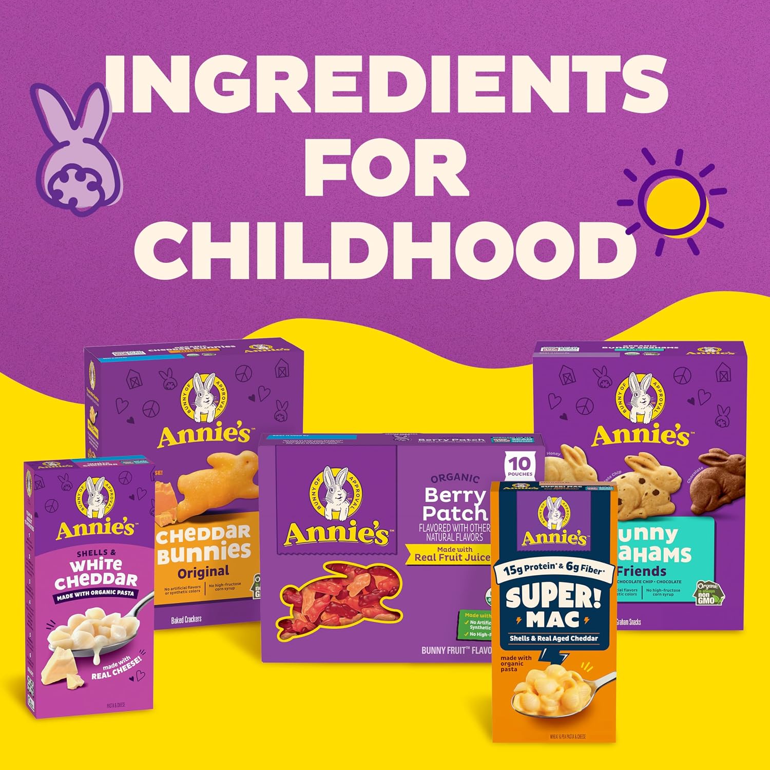 Annie's Organic Snack Cracker Variety Pack, 12ct, 11 oz | Cheddar Bunnies, Bunny Grahams & Cheddar Squares (4 of Each)