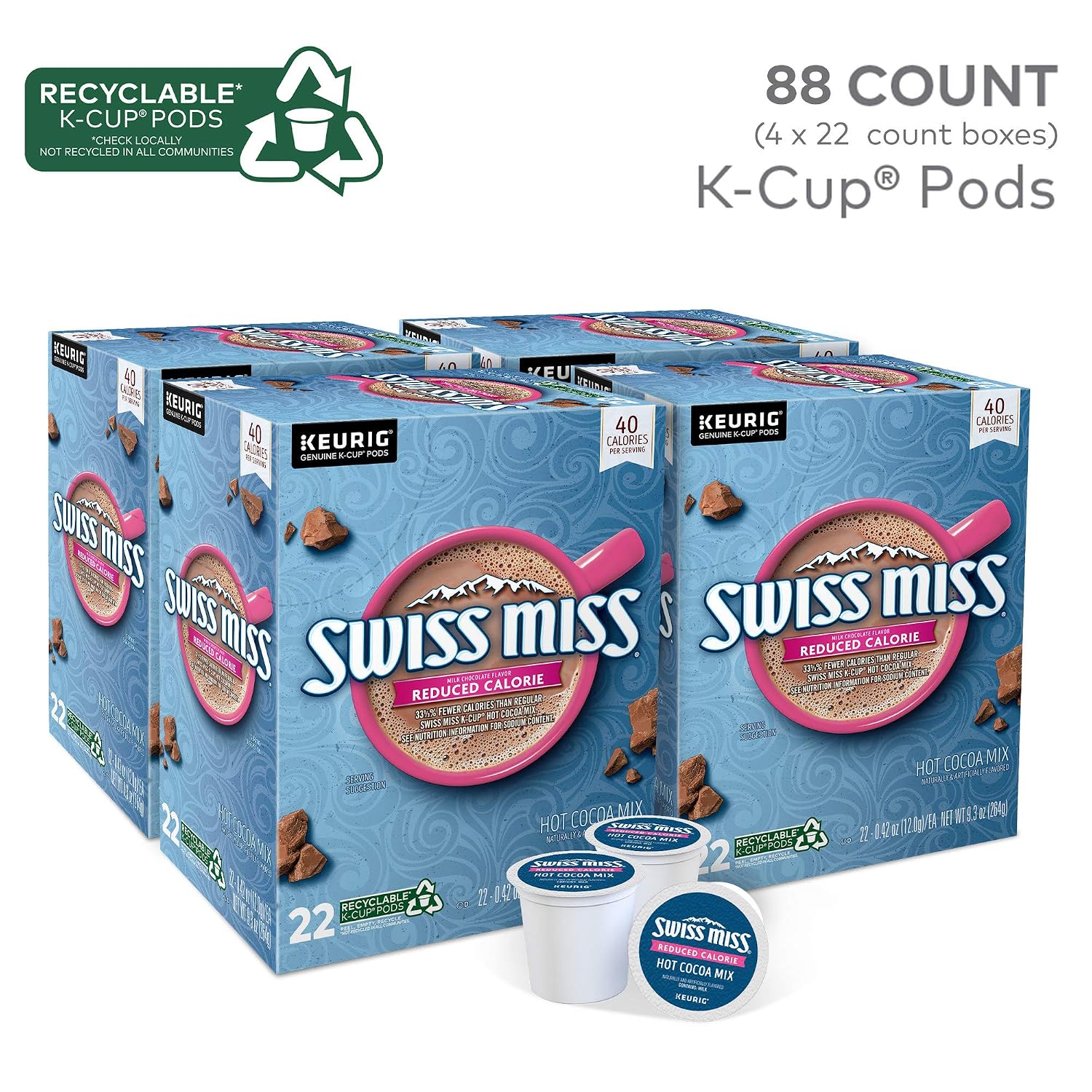 Swiss Miss Milk Chocolate Hot Cocoa Keurig Single-Serve K Cup Pods, 28 Count