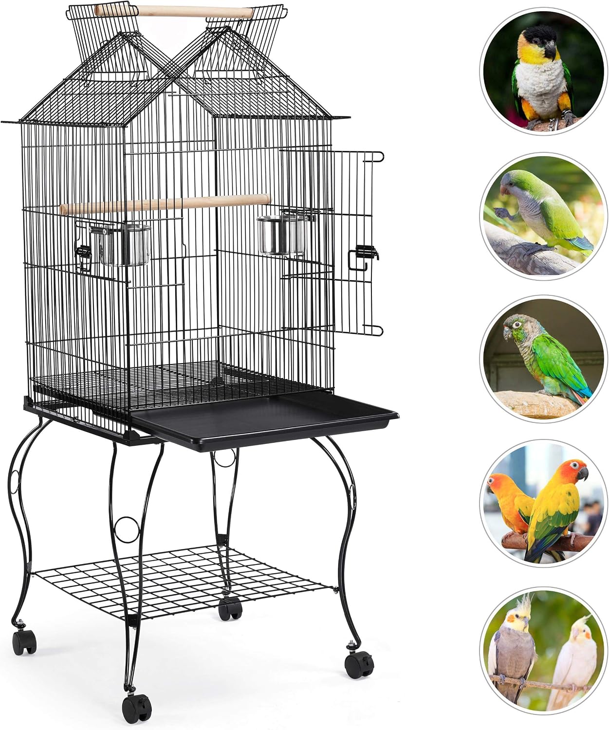 Yaheetech 57" Open Top Bird Cage with Detachable Rolling Stand & Storage Shelf, Parrot Cage for Cockatiels, Quaker, Conures