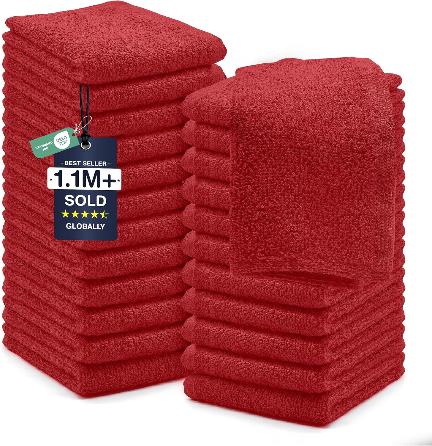 DAN RIVER 24 Pack Cotton Wash Cloths Set for Showering [12x12] White
