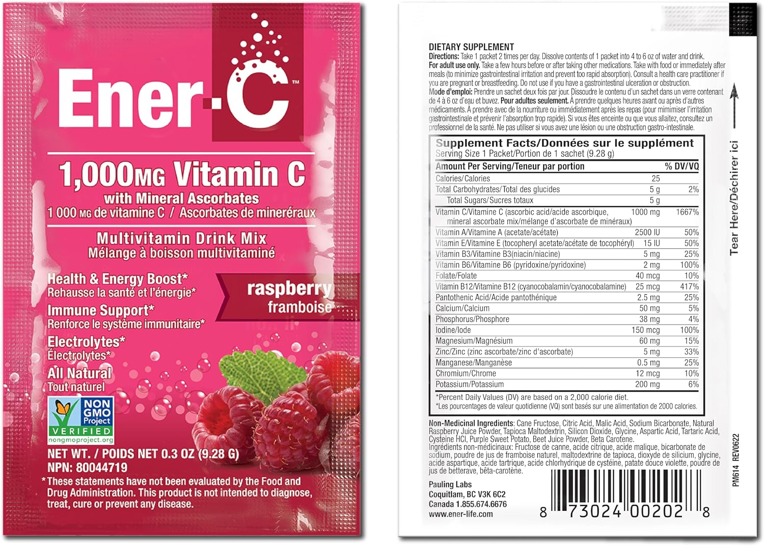 Ener-C Multivitamin Drink Mix, Electrolytes Powder - Raspberry, 30 Count | Vitamin Packets for Water, Vitamin Drink Mix, Hydration Liquid Mix, Immune Booster for Adults, Healthy Energy