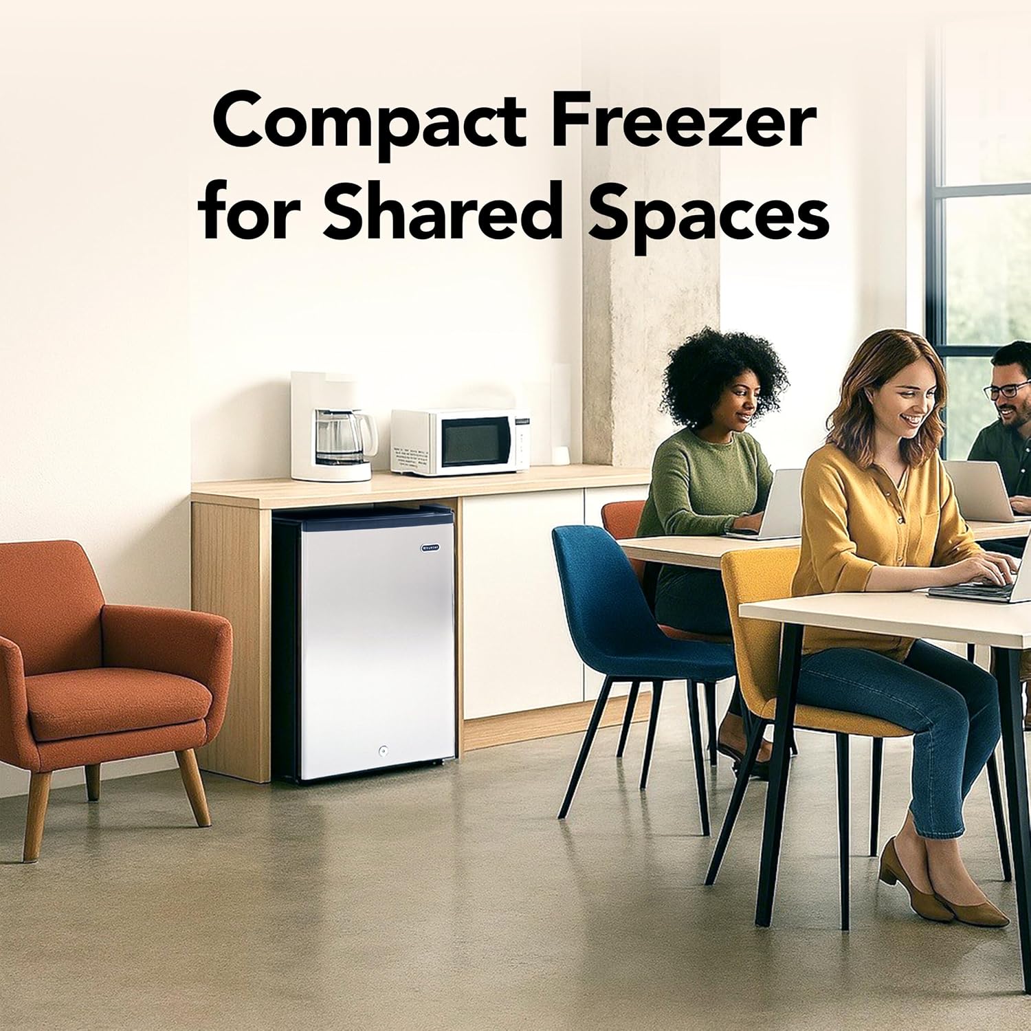 Whynter Upright Freezer 2.1 Cu Ft Lock, Mini Freezer, Stainless CUF-210SS | Adjustable Thermostat and Security Lock, Energy Star Rated, Reversible Door, Adds Compact Frozen Storage at Home