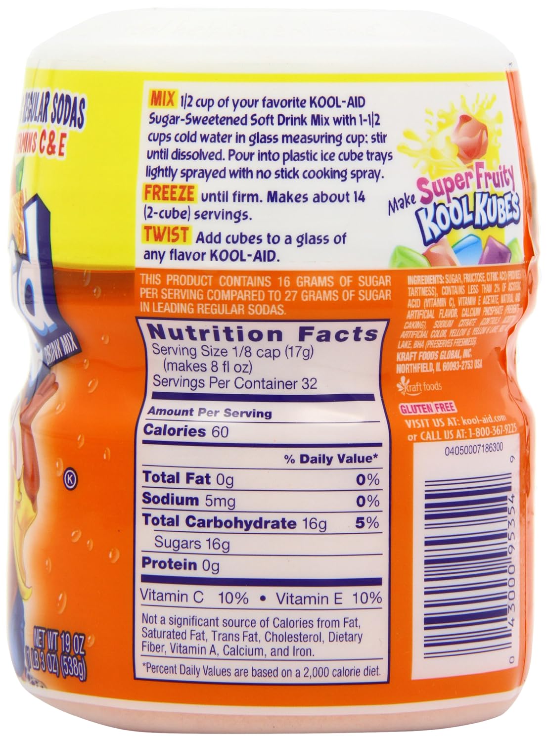 Kool-Aid Drink Mix, Tropical Punch, 19 oz | for Flavorful Hydration and Shareable Refreshment Good Source of Vitamin C, Caffeine Free Gluten Free