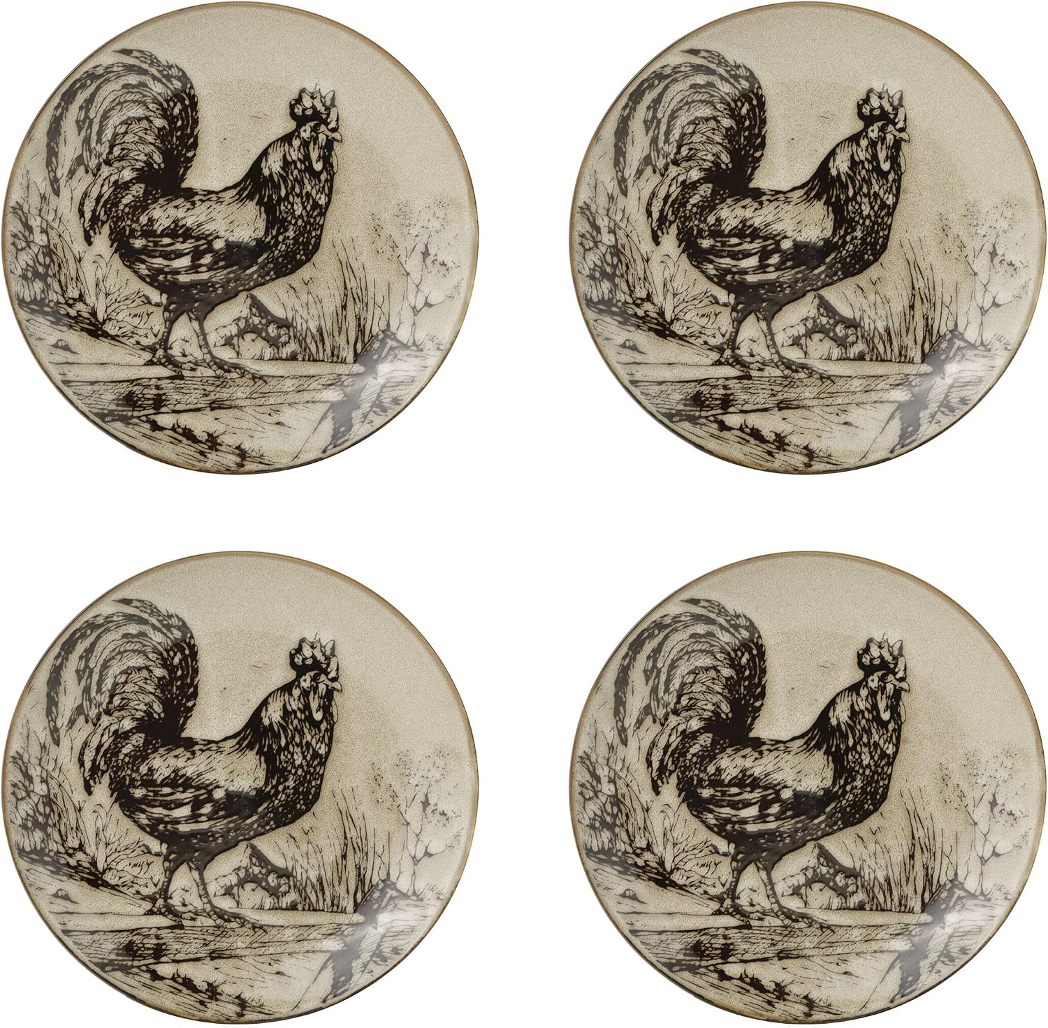 Pfaltzgraff Homespun Rooster 16-Piece Dinnerware Set, Service for 4 Brown