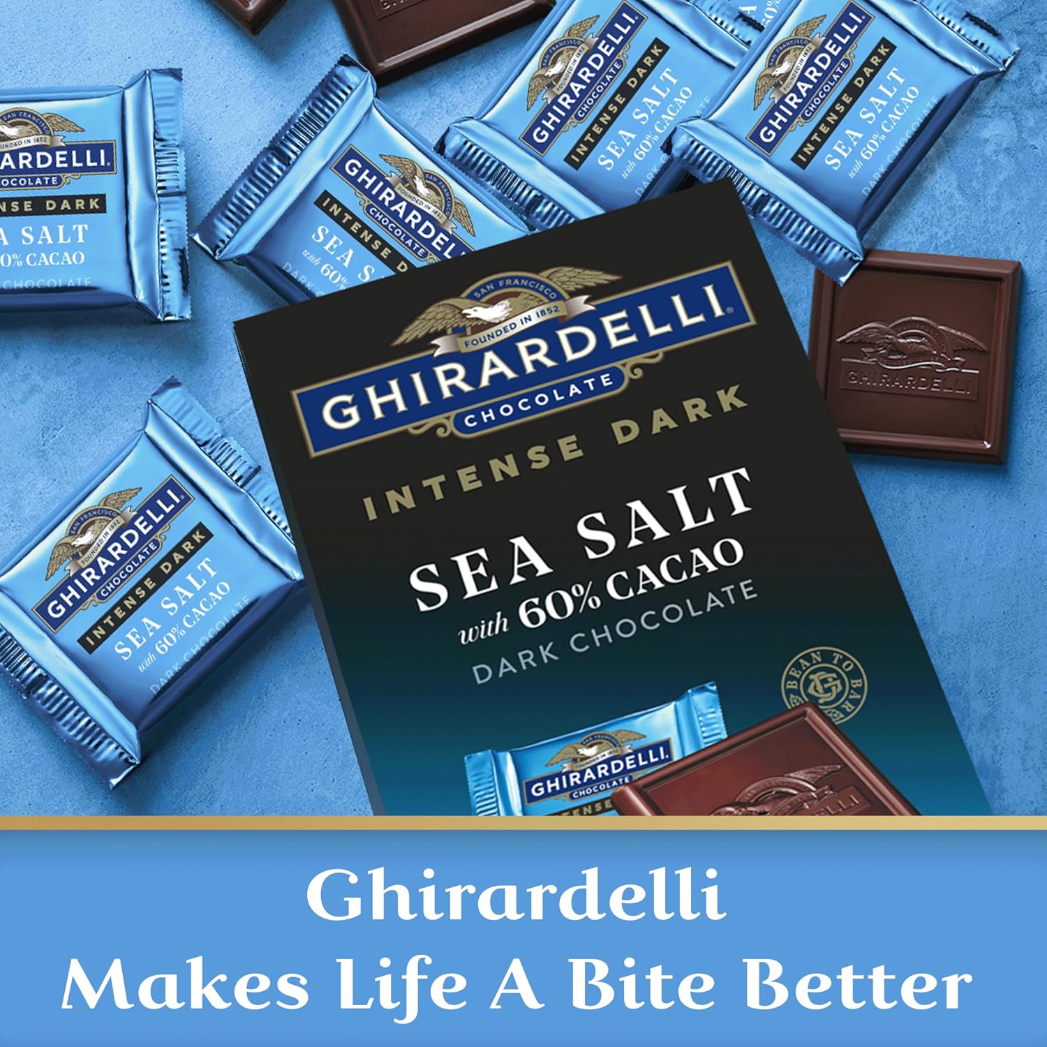 GHIRARDELLI PREMIUM DARK Chocolate Bar, 86% Cacao, 3.17oz Bar, 12 Pack