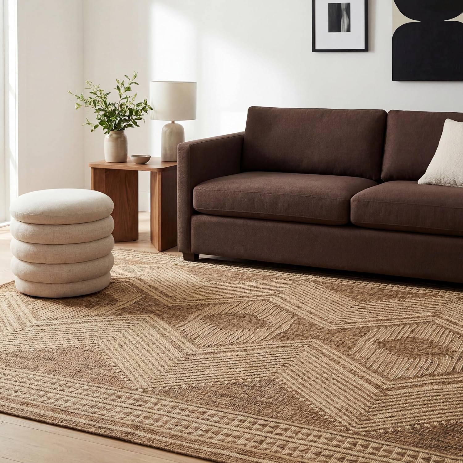 nuLOOM Ranya Light Brown Geometric Indoor/Outdoor Area Rug, 4' x 5'