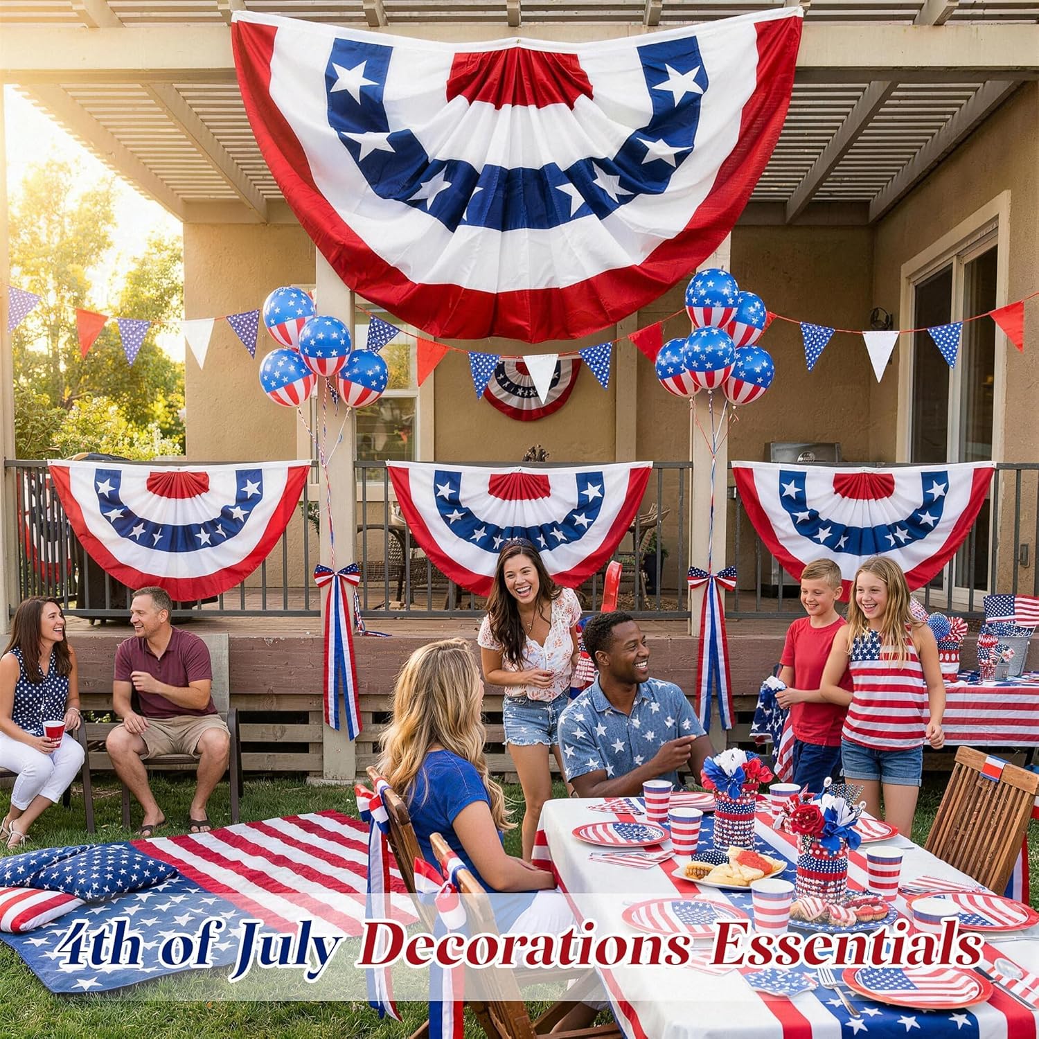 HOOSUN 4th Of July Decorations, American Flag Bunting for Outside, 3x6 Ft Fourth of July Bunting Patriotic Memorial Day Decor