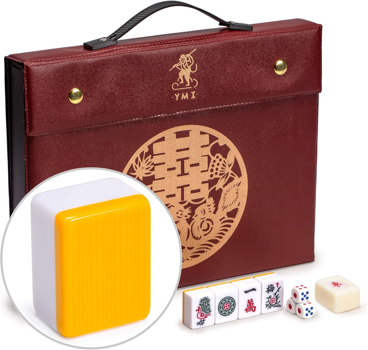 Yellow Mountain Imports Chinese Mahjong Set – Rouge Heritage – 146 Medium Tiles, Professional Set for Chinese-Style Play [中式麻將 專業套裝]