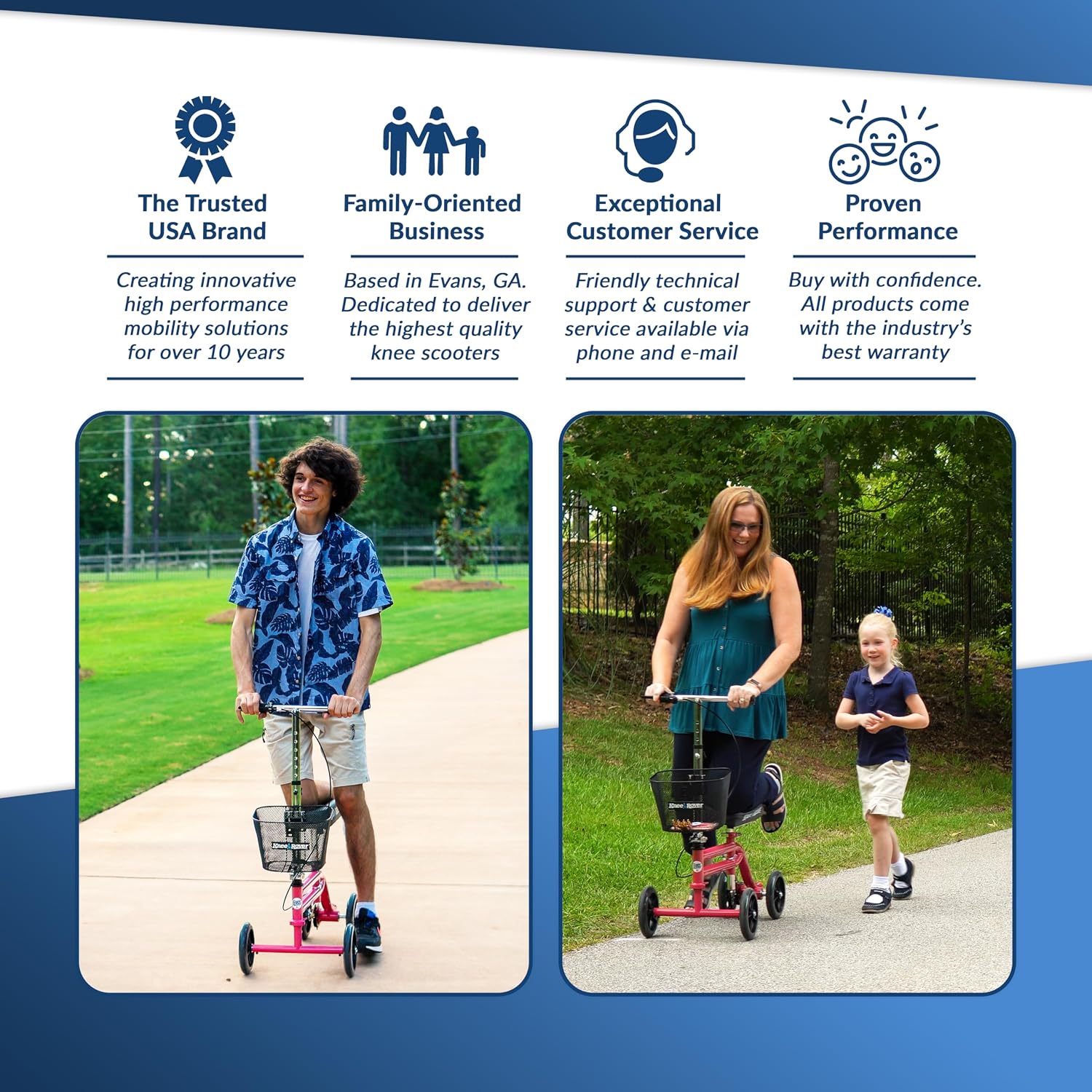 KneeRover Steerable Knee Scooter – Foldable Mobility Aid & Knee Walker with Basket for Adults