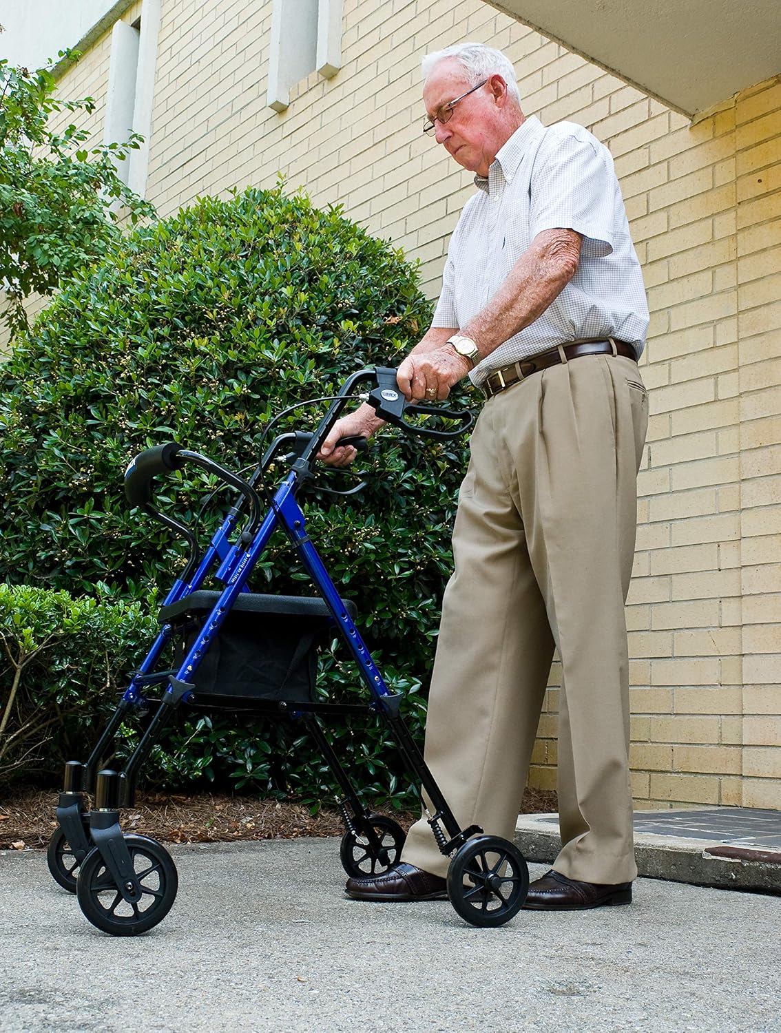 Lumex Set n' Go Rollator, Height-Adjustable, Rolling Walkers for Seniors with Seat, Silver
