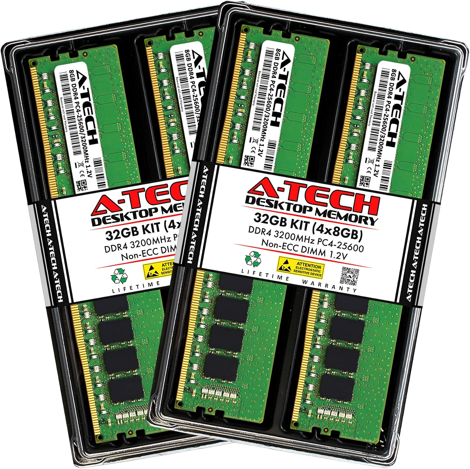 A-Tech 16GB DDR4 3200 MHz UDIMM PC4-25600 (PC4-3200AA) CL22 DIMM Non-ECC Desktop RAM Memory Module