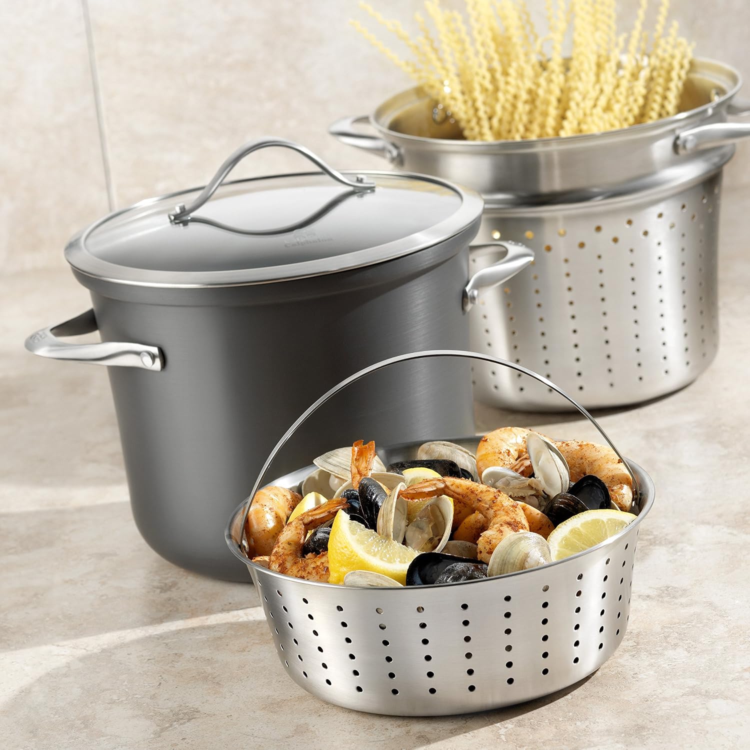 Calphalon Contemporary Hard-Anodized Aluminum Nonstick Cookware, Stock Pot, 8-quart, Black