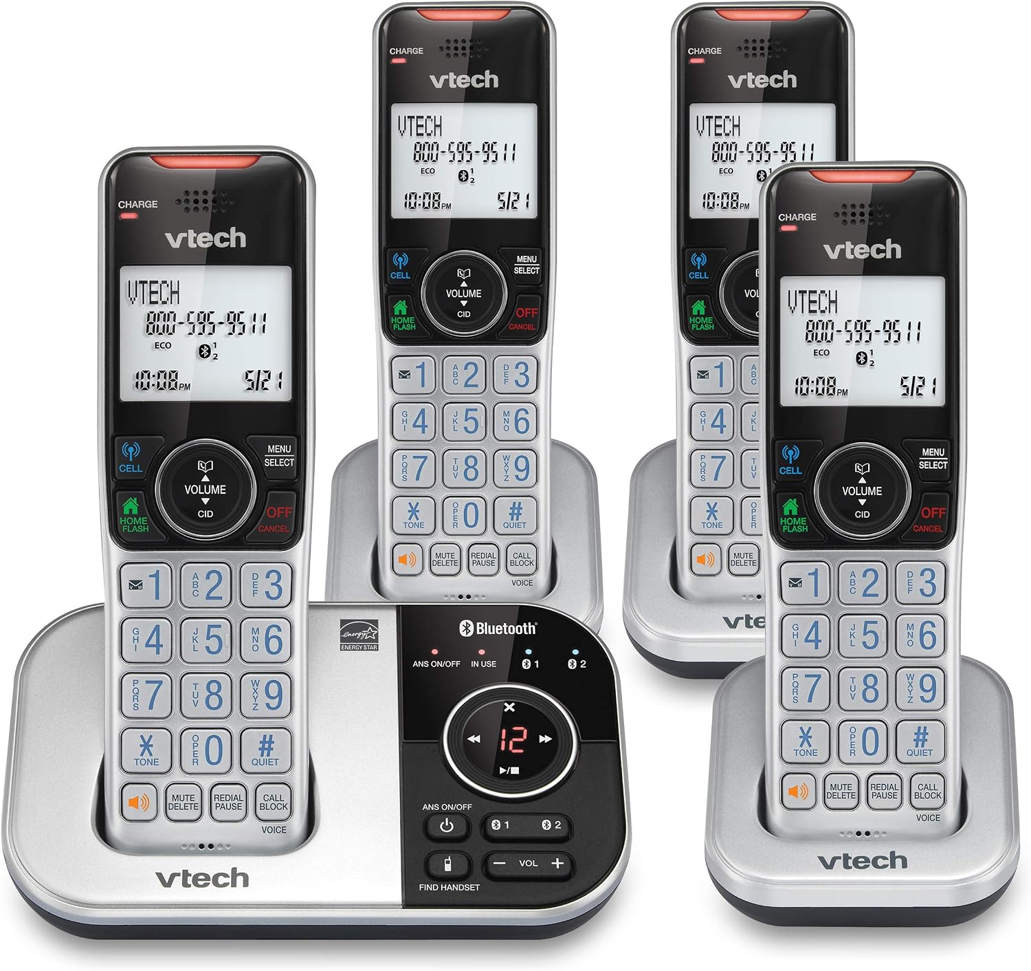 VTech VS112-27 2 Handset Cordless Phone with Answering Machine, Call Blocking, Caller ID, Intercom and Connect to Cell