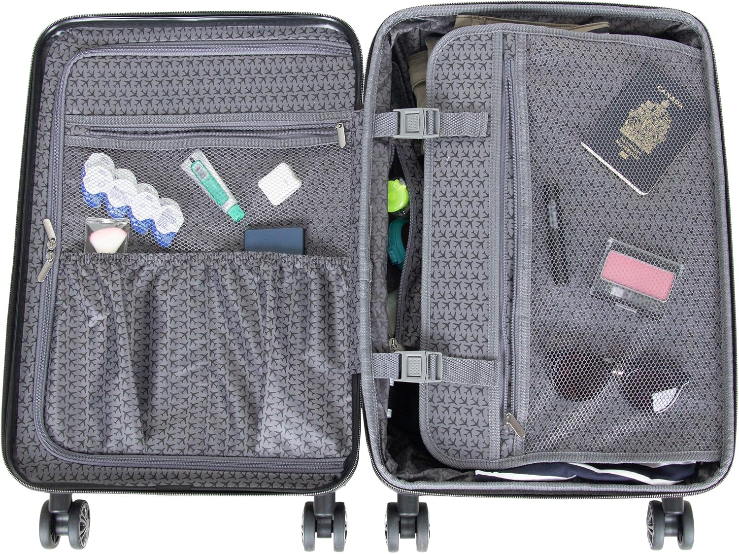 Kenneth Cole REACTION Madison Square Lightweight Hardside Chevron Expandable Spinner Luggage, Black, (28-Inch Checked)