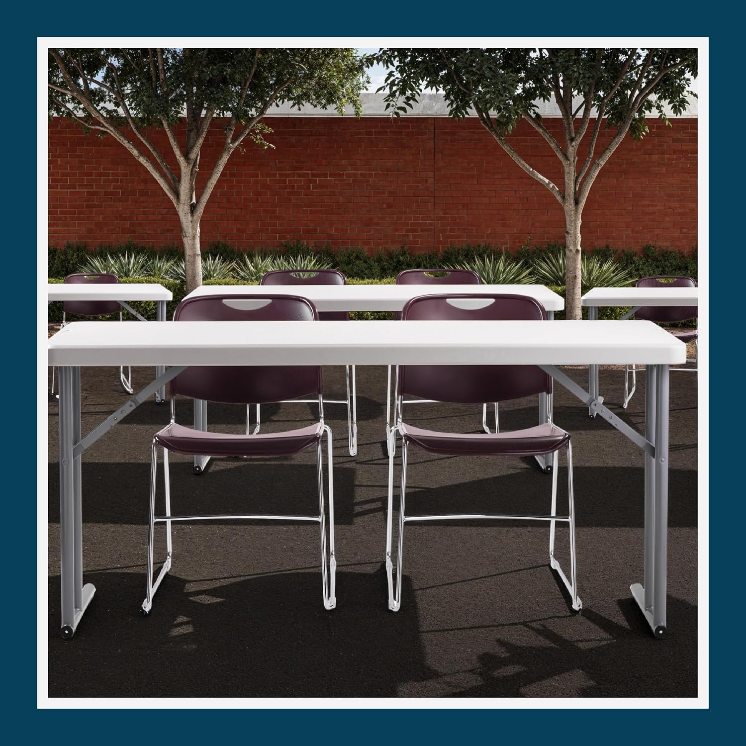 OEF Furnishings OEFBT-SEM1860 Commercial-Grade Premium Industrial Seminar Folding Table with Thick Blow-Molded Top and 16-Gauge Cantilever Steel