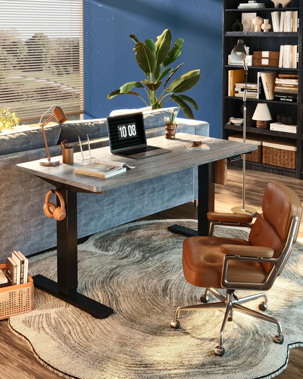 FLEXISPOT EN1 One-Piece Standing Desk, Electric Adjustable with 4 Memory Presets, 176 LBS Capacity, Stable & Quiet